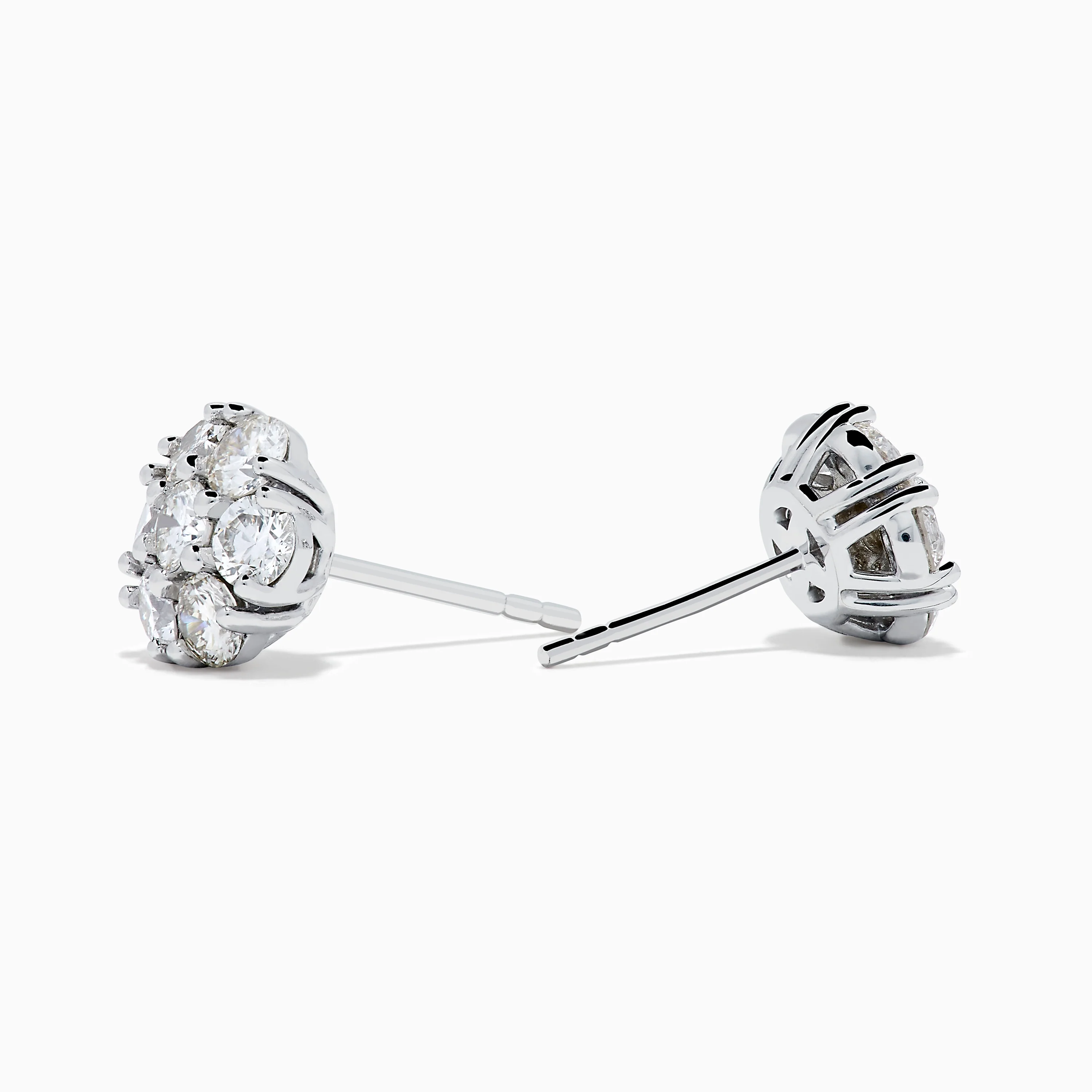14K White Gold Diamond Bouquet Stud Earrings - Image 2