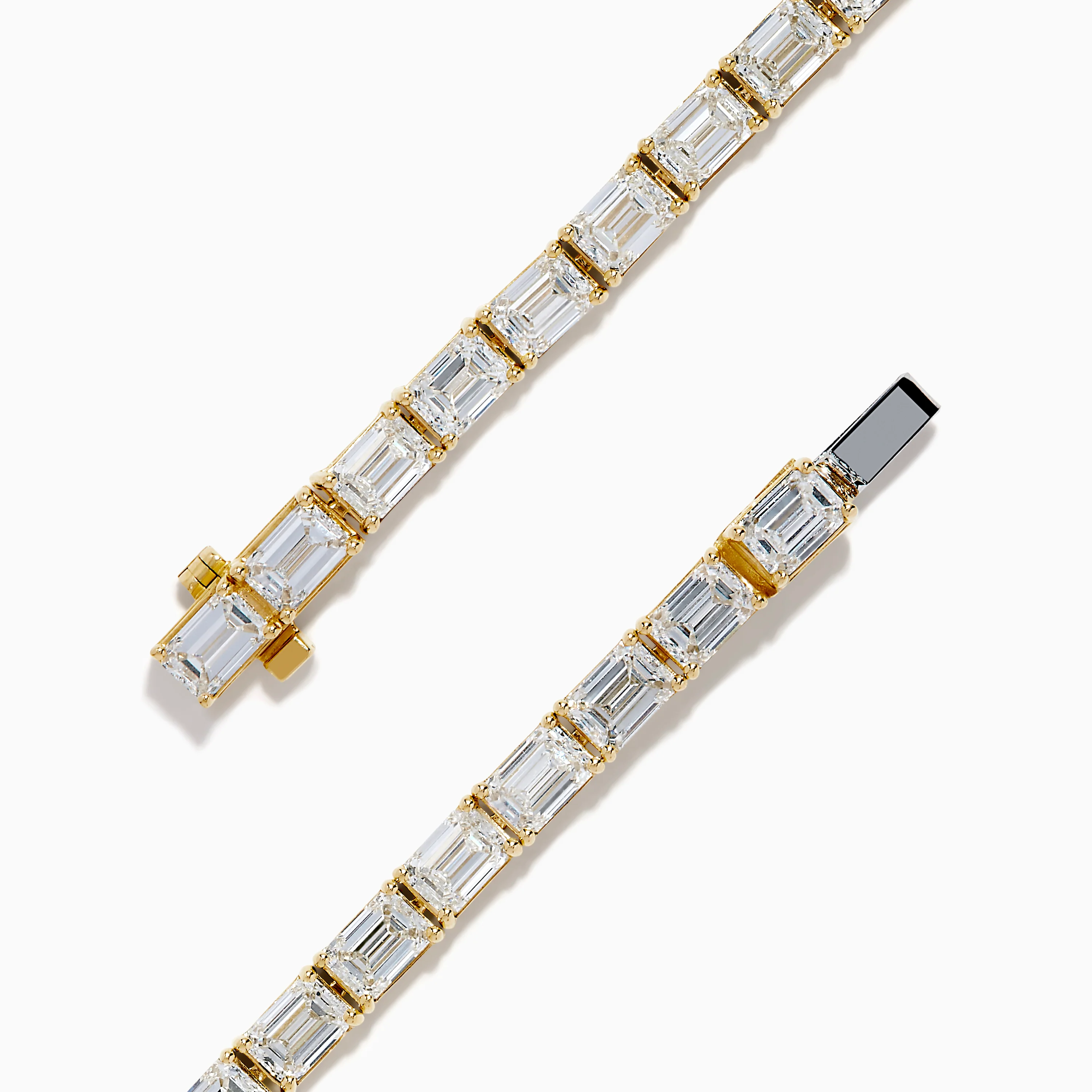 Lab Grown Emerald Cut Diamond 12.00ct Tennis Bracelet in 14K Yellow Gold - Image 4