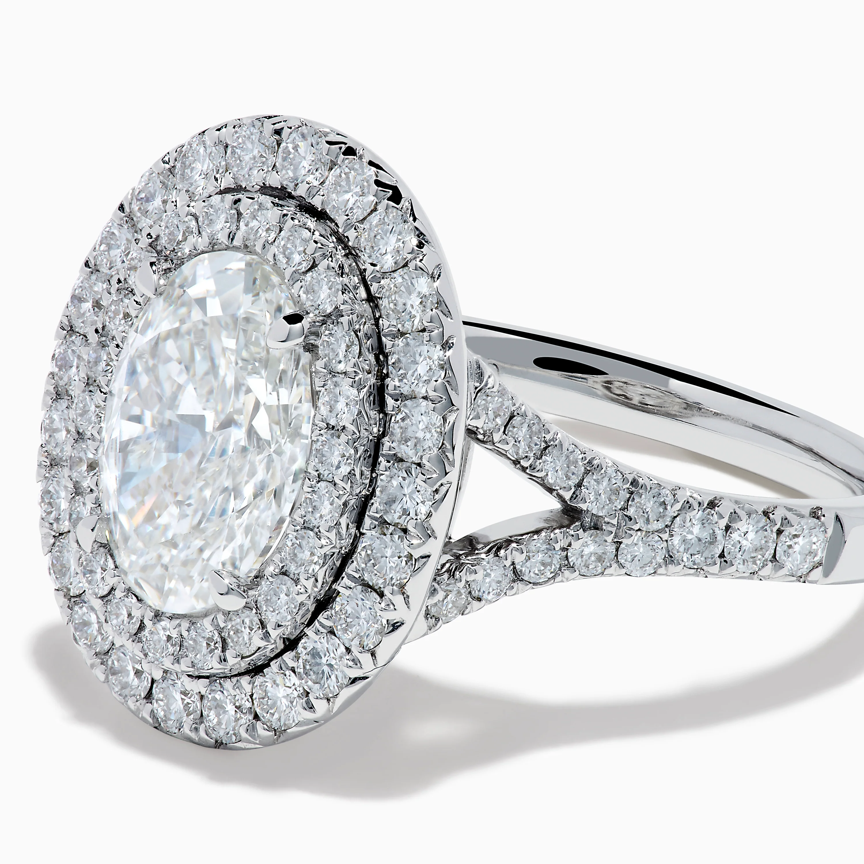 Lab Grown Oval Diamond Double Halo Ring in 14K White Gold - Image 2