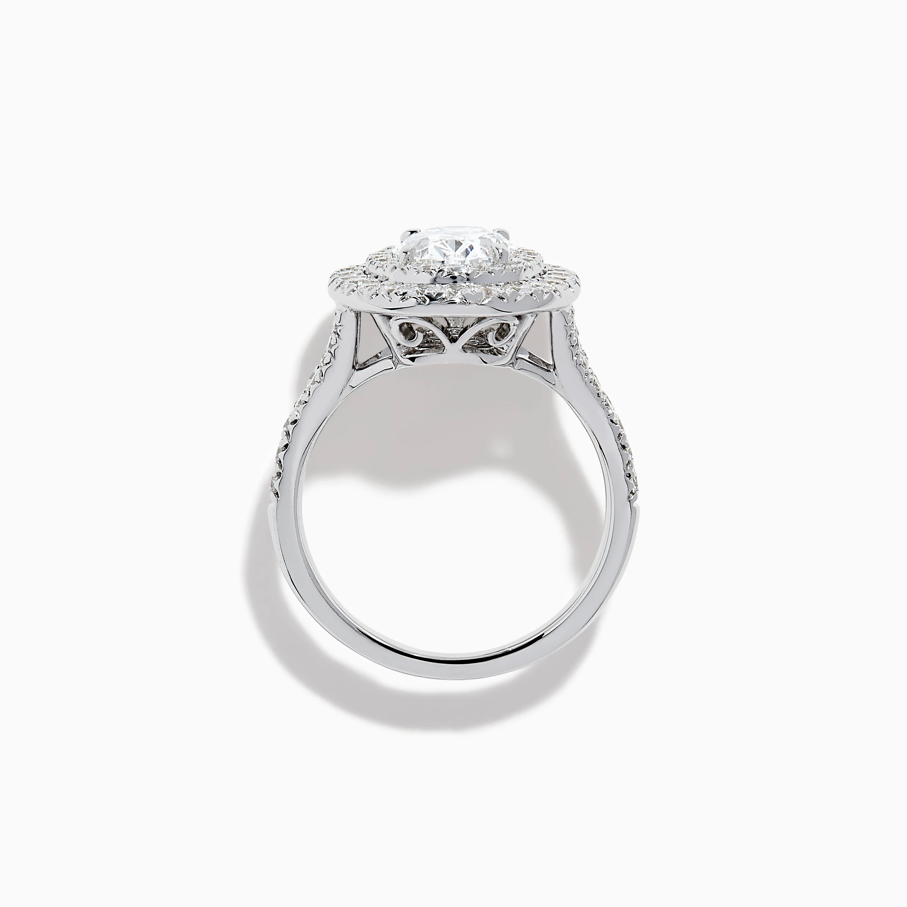 Lab Grown Oval Diamond Double Halo Ring in 14K White Gold - Image 3
