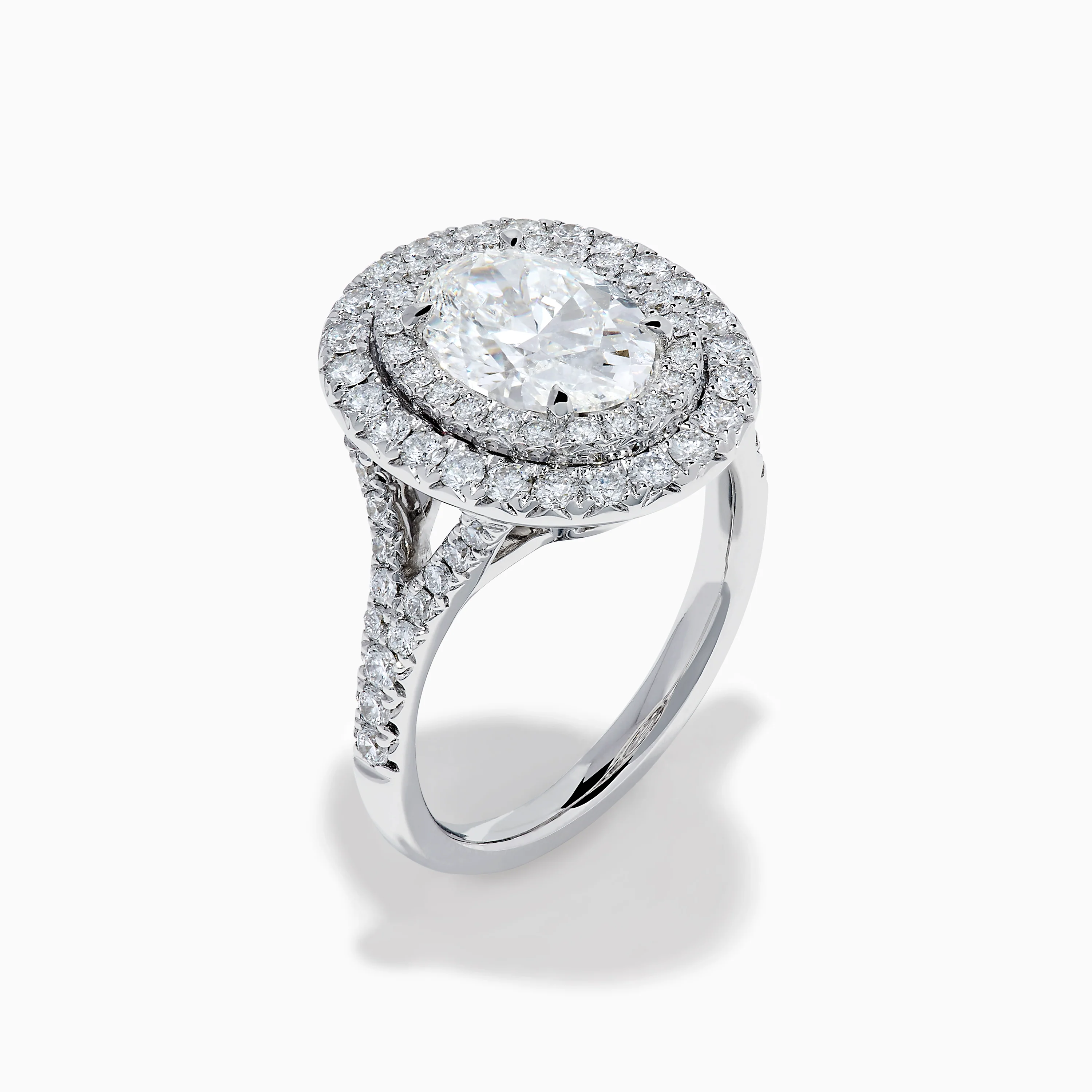 Lab Grown Oval Diamond Double Halo Ring in 14K White Gold - Image 4