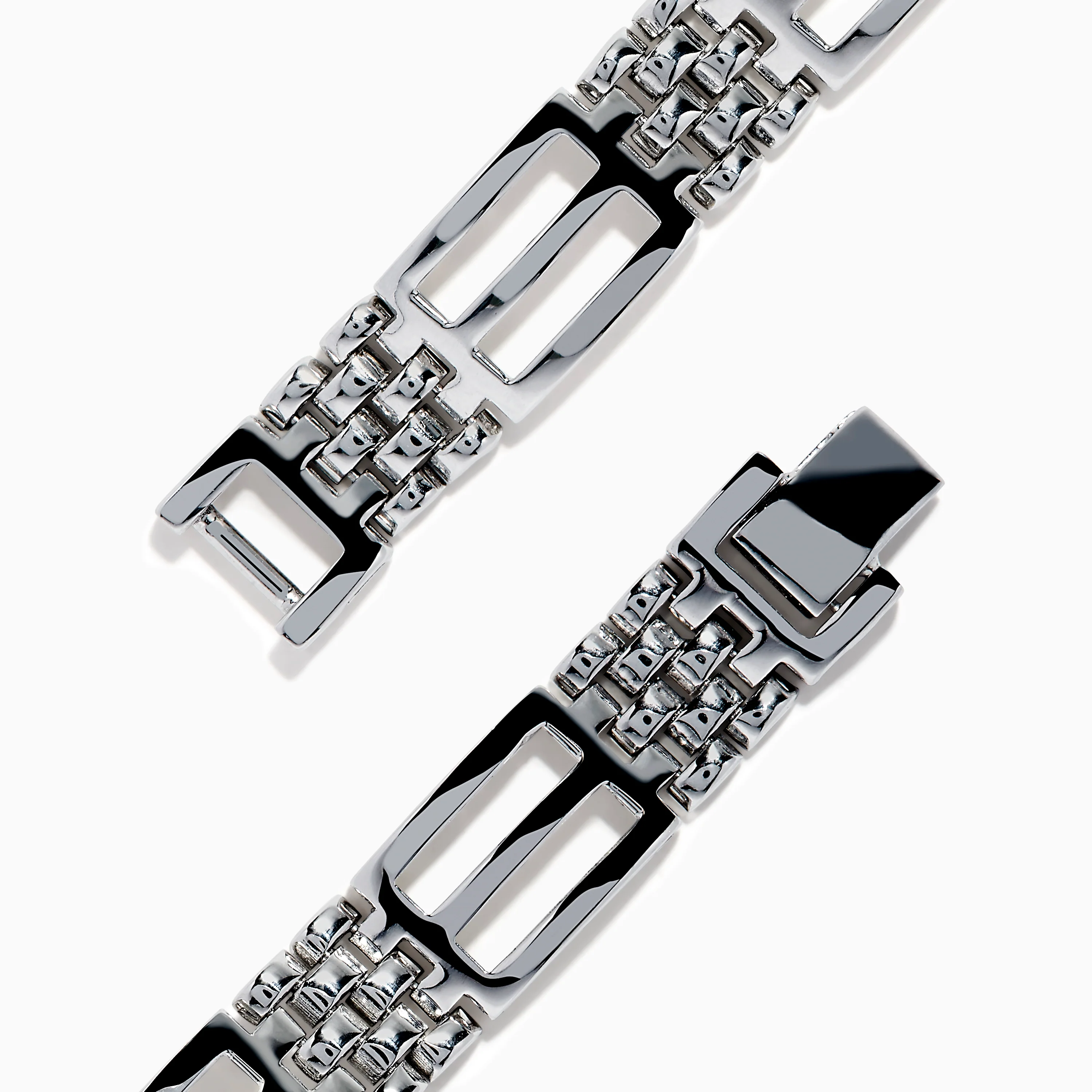 Men's 14K White Gold Blue and White Diamond Linked Bracelet - Image 4