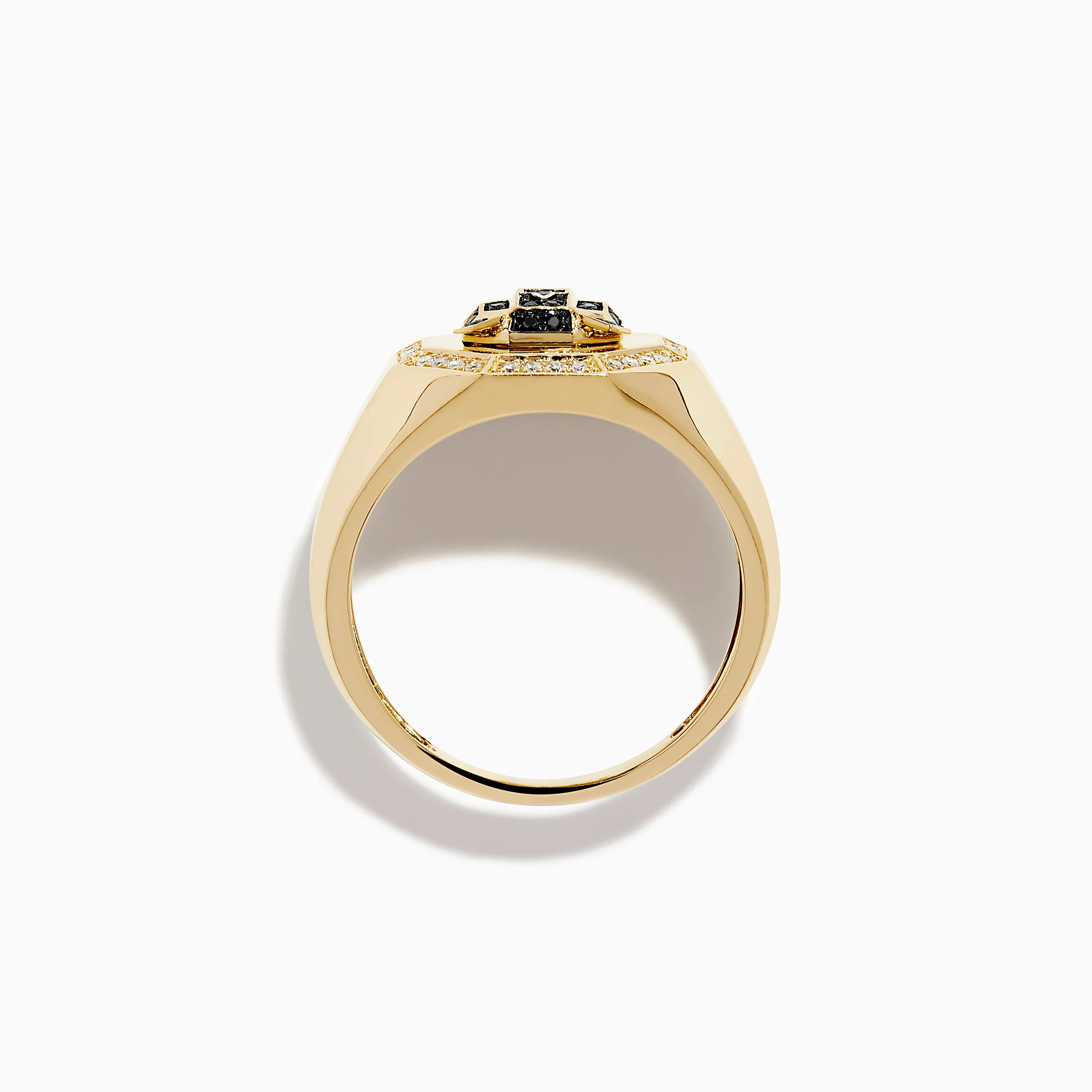 Men's 14K Yellow Gold Black and White Diamond Panther Signet Ring - Image 3