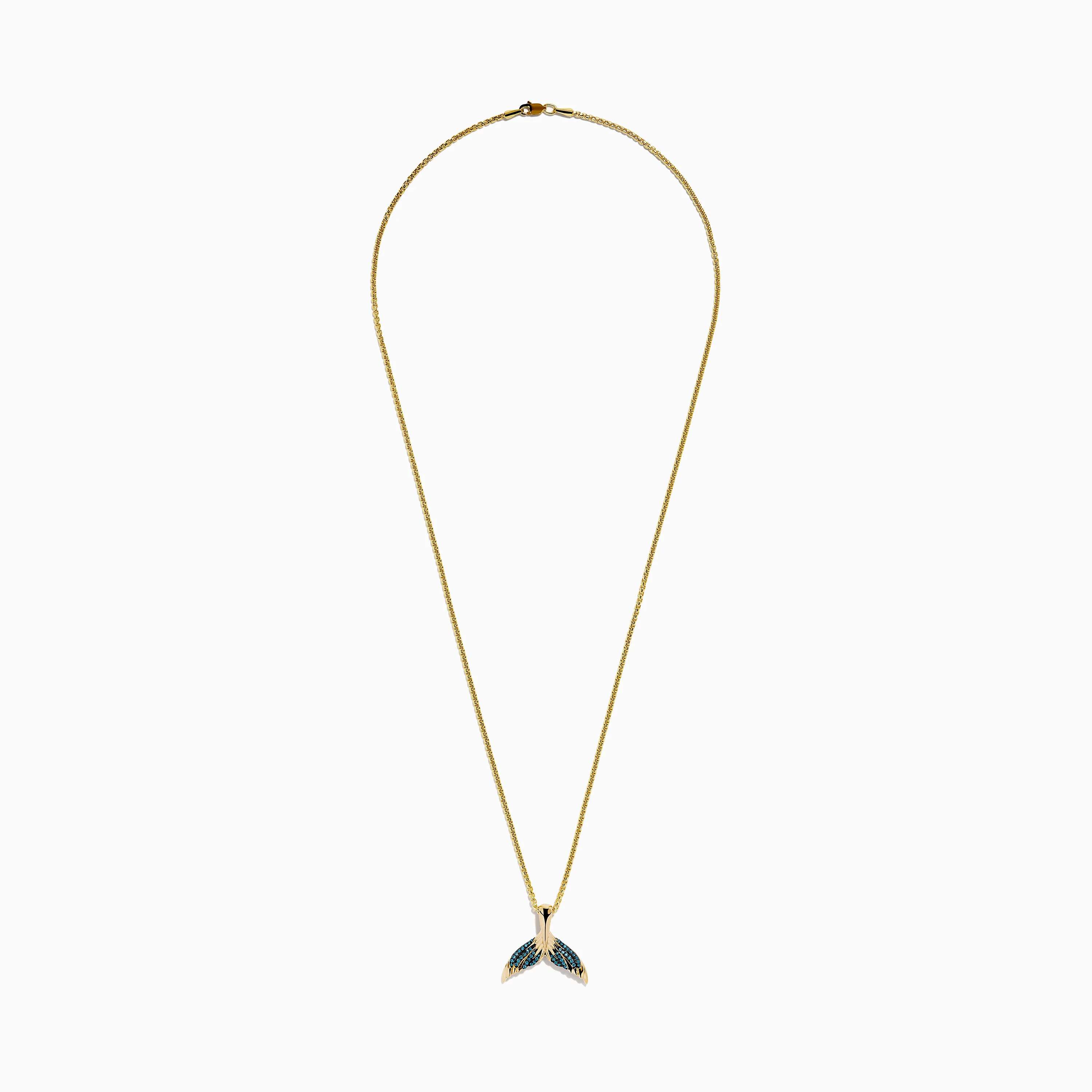 Men's 14K Yellow Gold Blue Diamond Whales Tail Pendant - Image 3