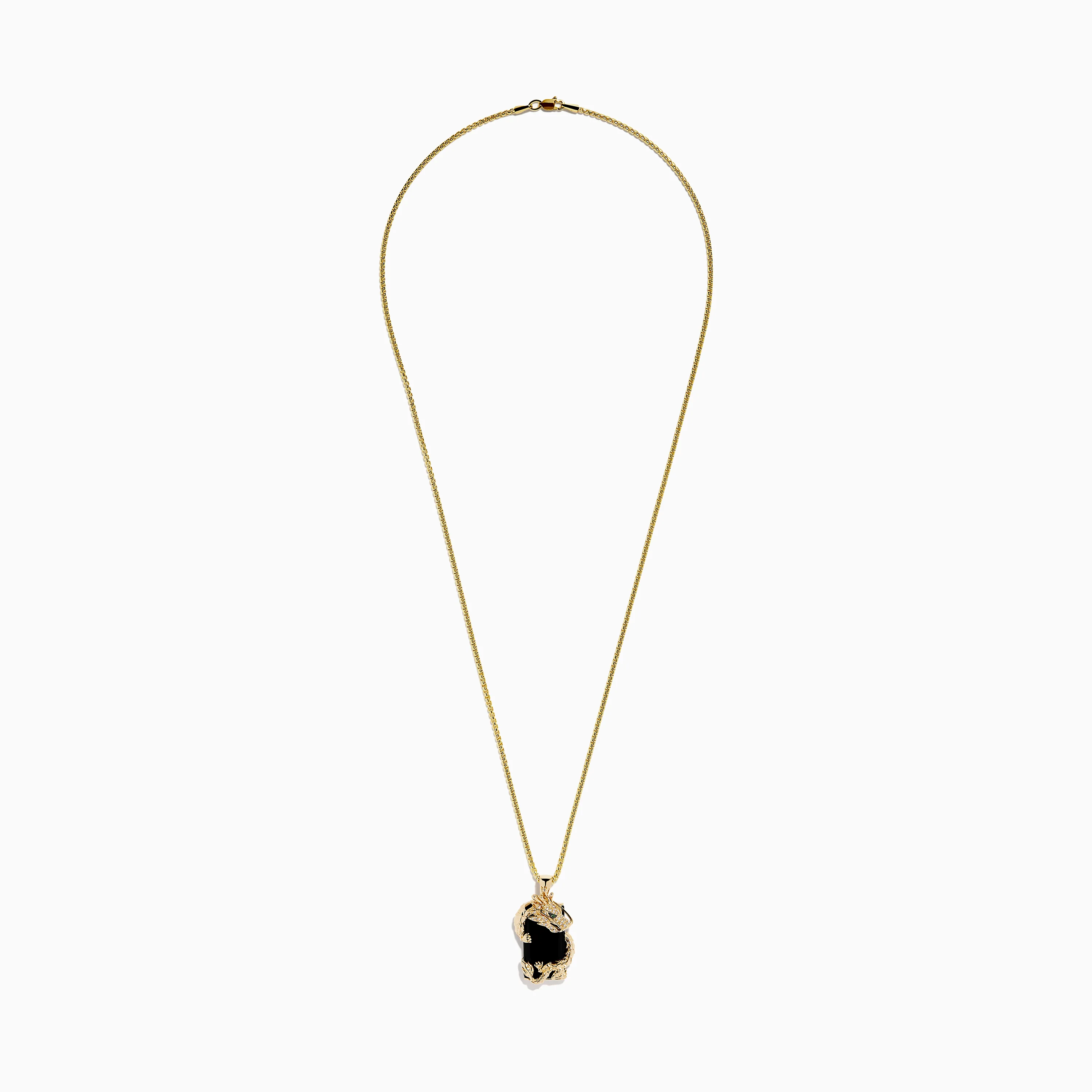 Men's 14K Yellow Gold Onyx and Diamond Dragon Dog Tag Pendant - Image 3
