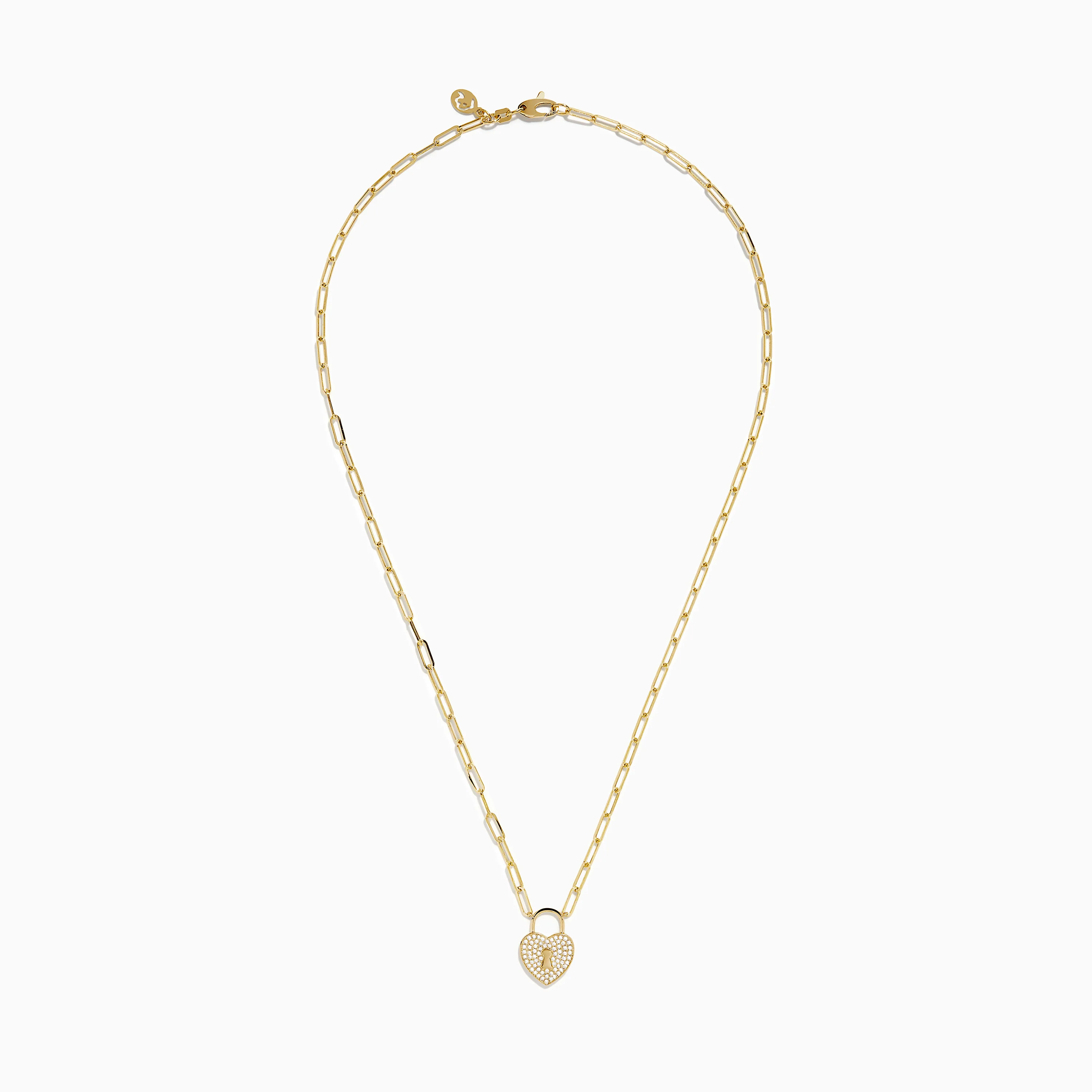 Novelty 14K Yellow Gold Diamond Heart Lock Pendant - Image 3