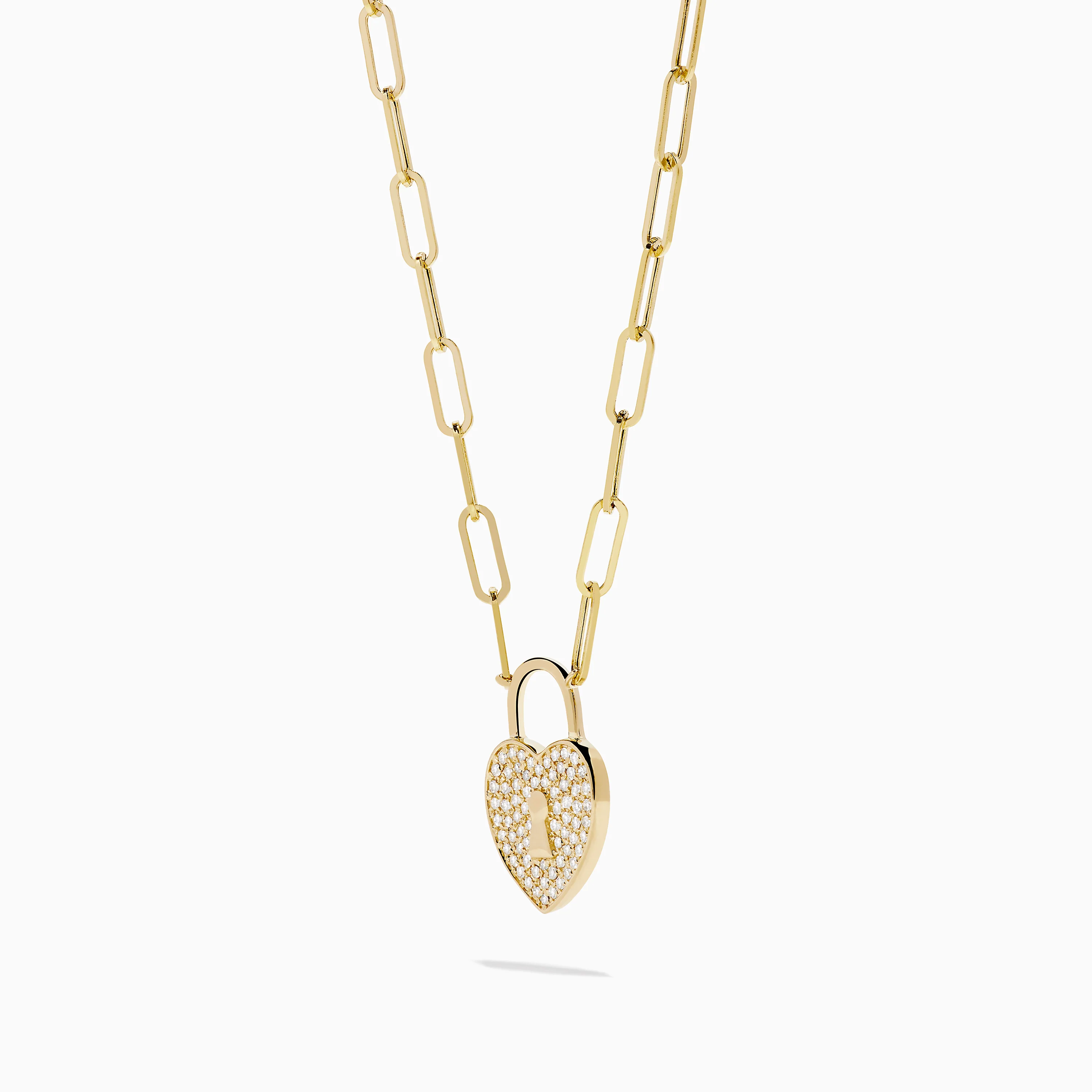 Novelty 14K Yellow Gold Diamond Heart Lock Pendant - Image 4