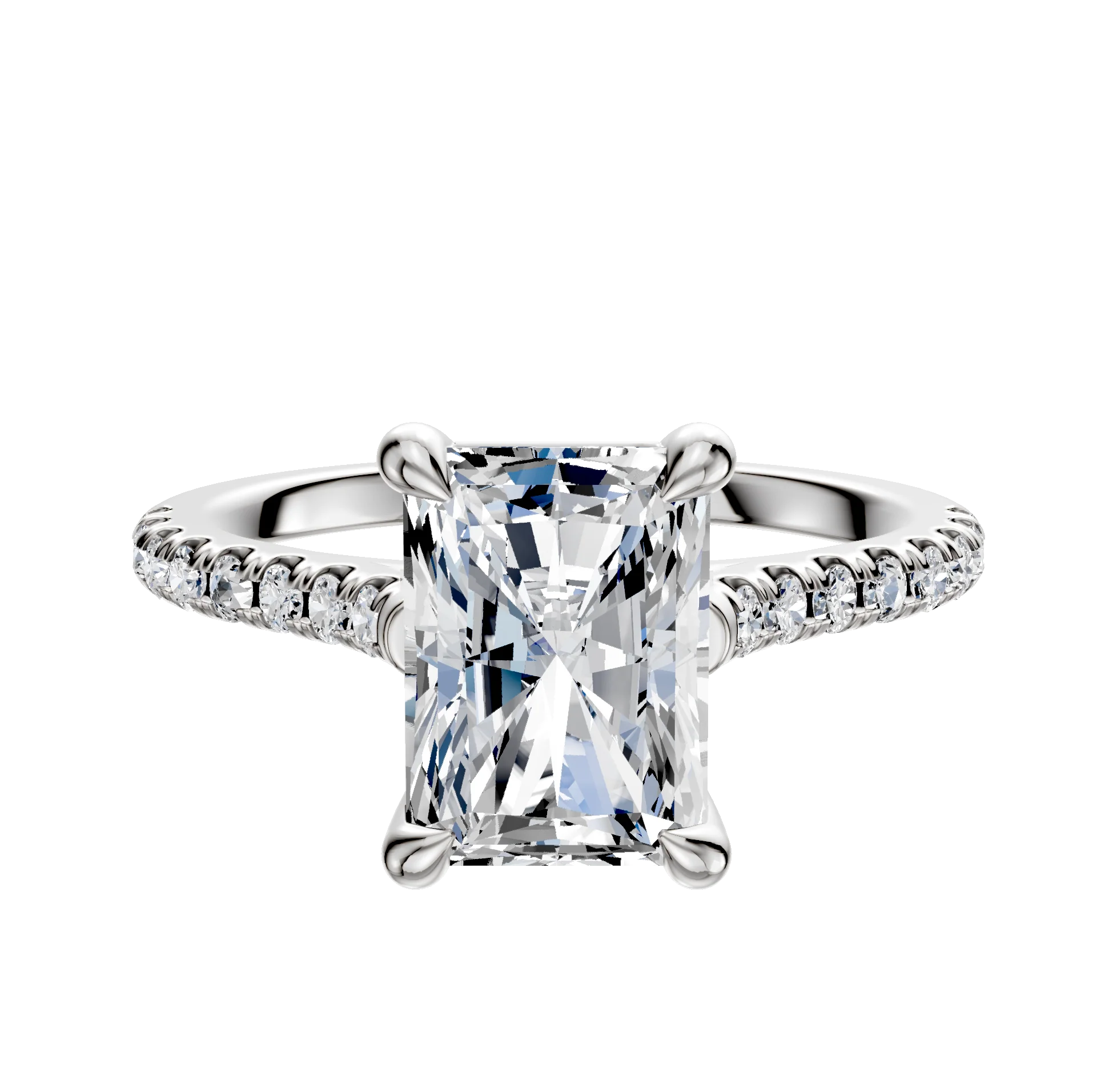 Platinum 4 Prong Basket Cathedral Dome 1-Row-Pave 2.5mm Engagement Ring