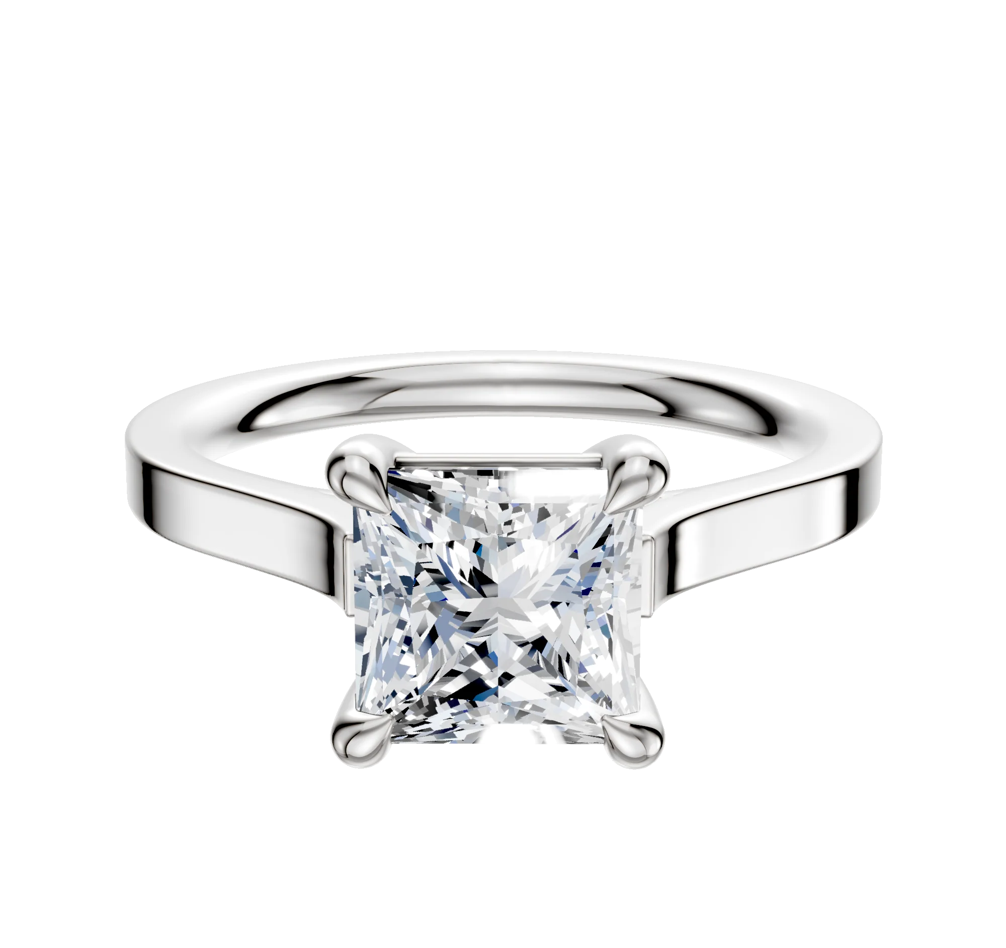 Platinum 4 Prong Basket Cathedral Flat 2.0mm Engagement Ring