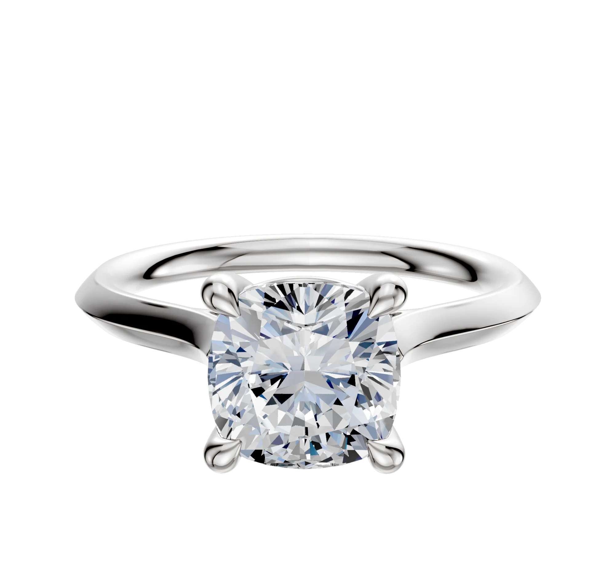 Platinum 4 Prong Basket Cathedral Knife Edge 2.0mm Engagement Ring