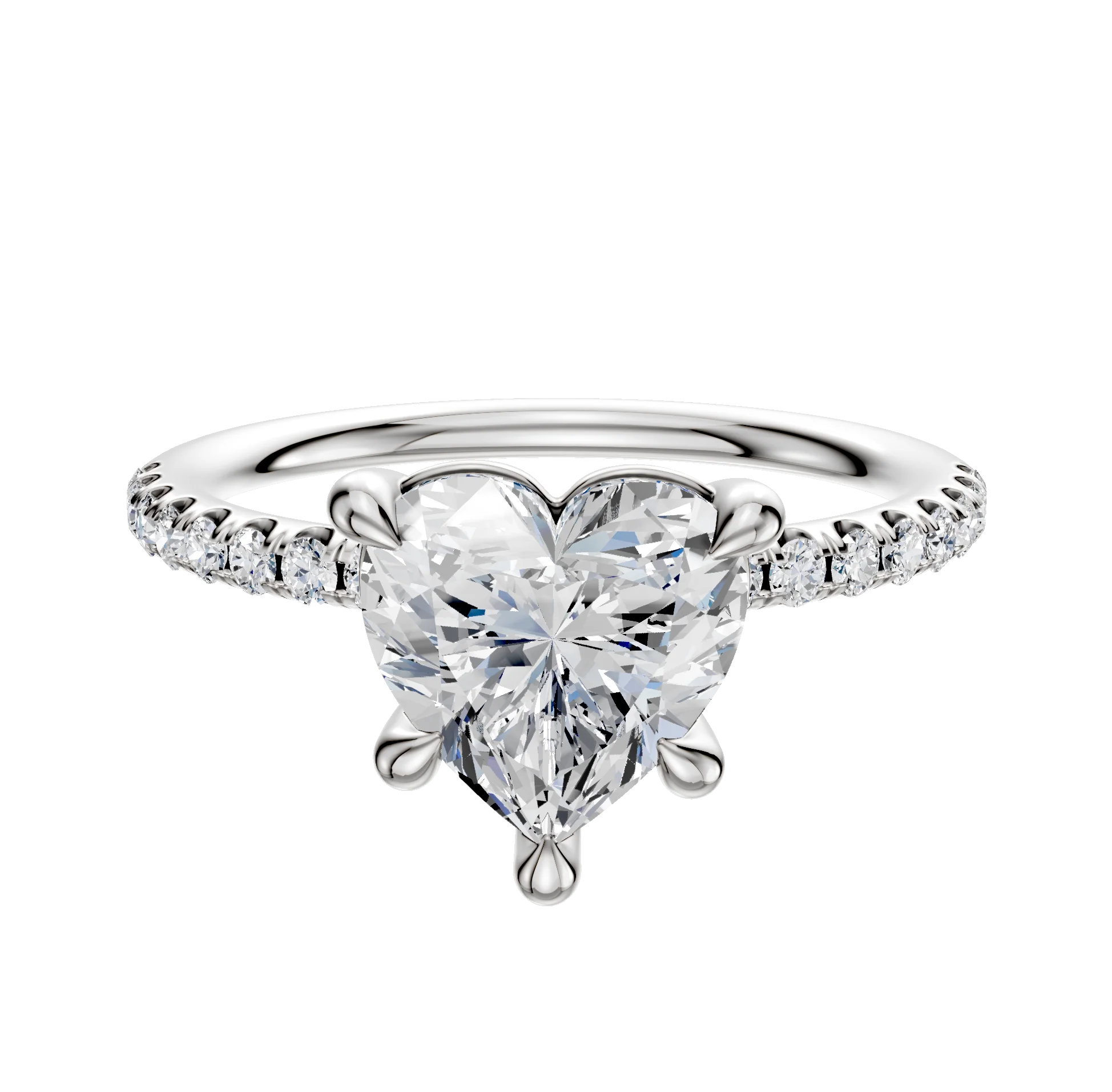 Platinum 4 Prong Basket Classic Dome 1-Row-Pave 2.5mm Engagement Ring