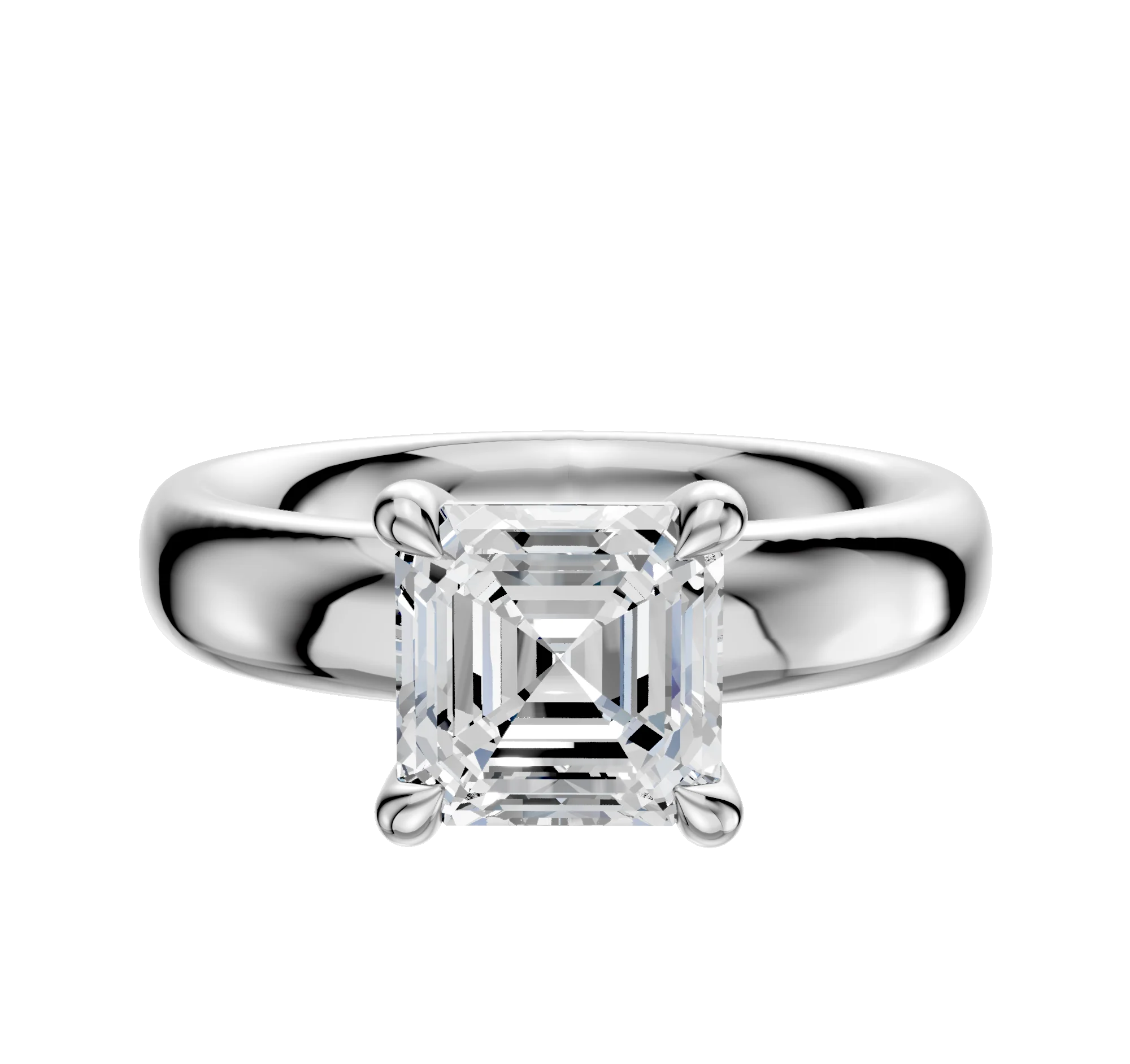 Platinum 4 Prong Basket Classic Dome 4.0mm Engagement Ring