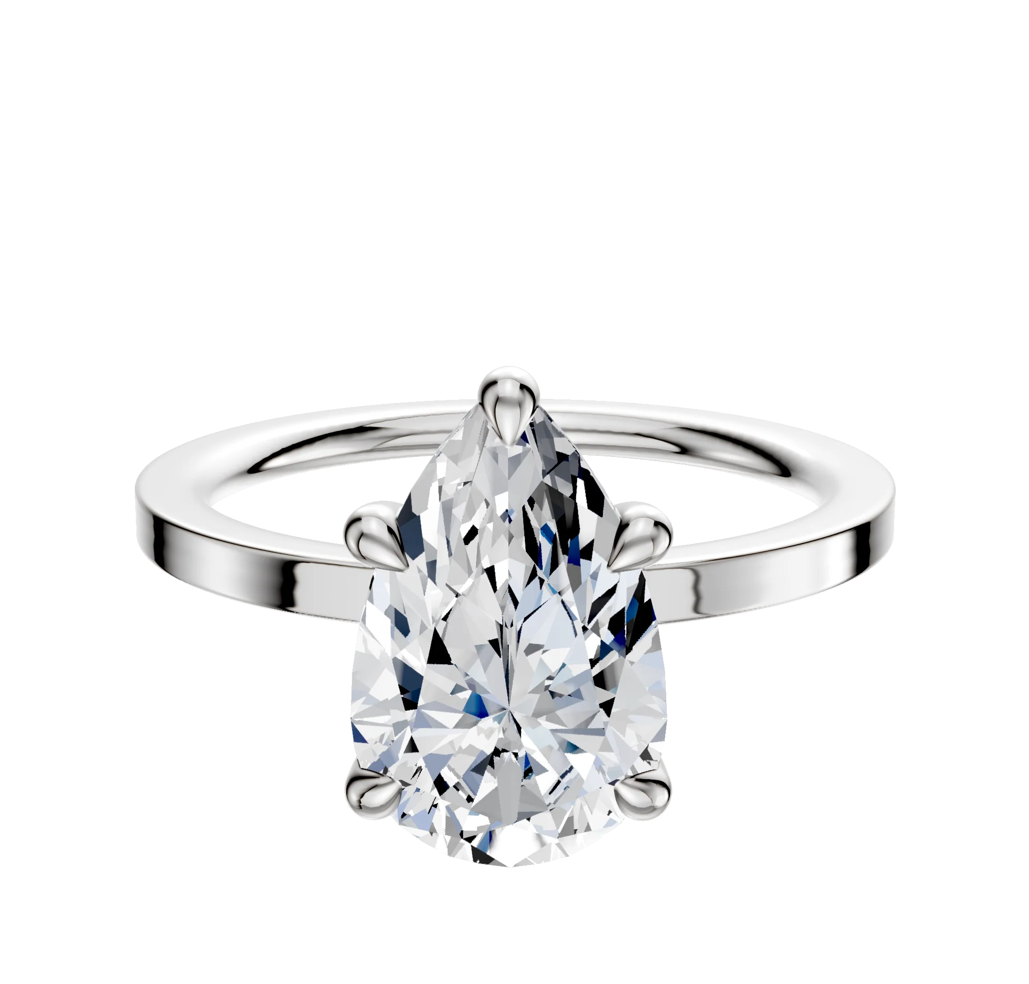 Platinum 4 Prong Basket Classic Flat 1.5mm Engagement Ring