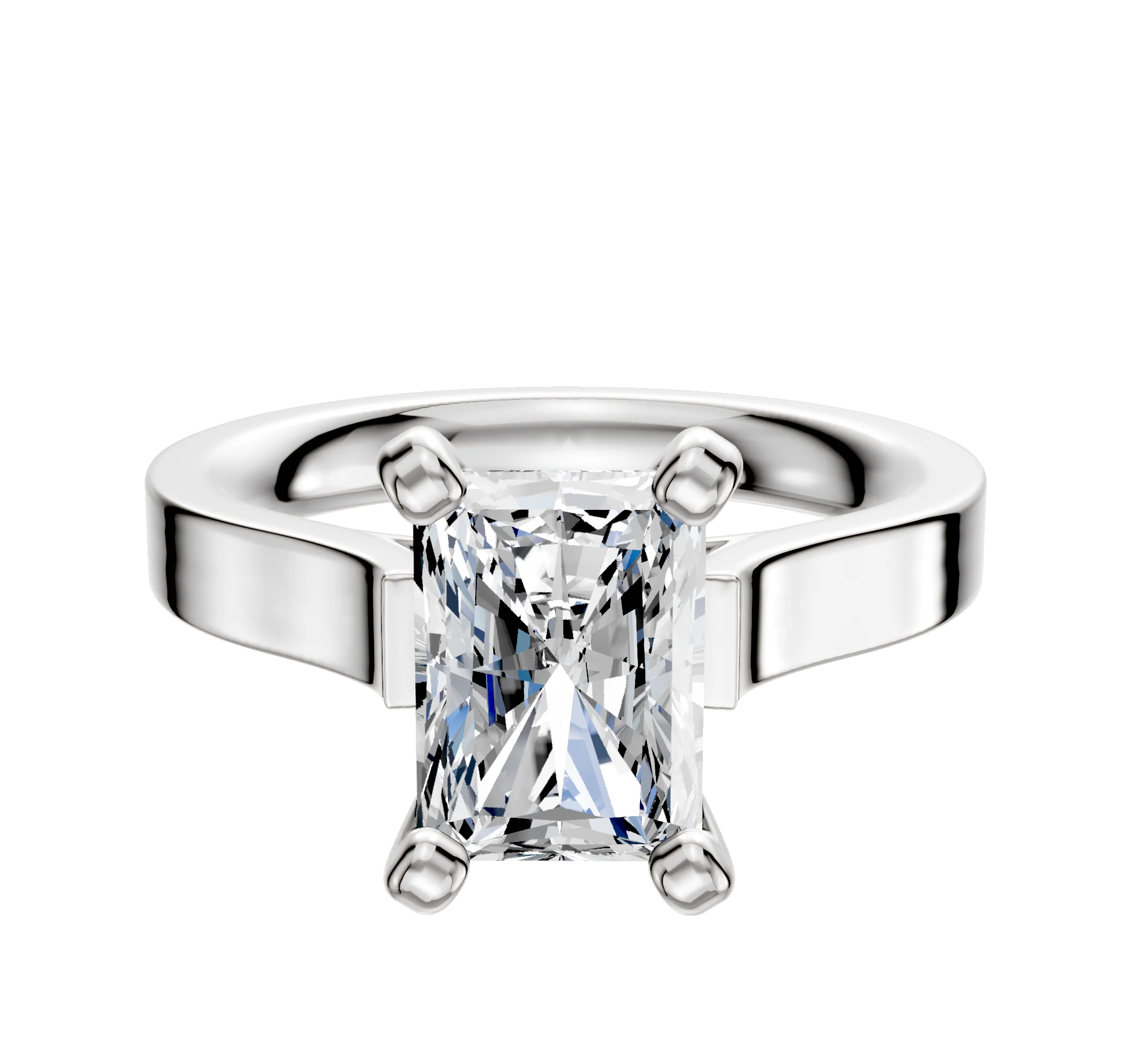 Platinum 4 Prong Cathedral Flat 3.0mm Engagement Ring