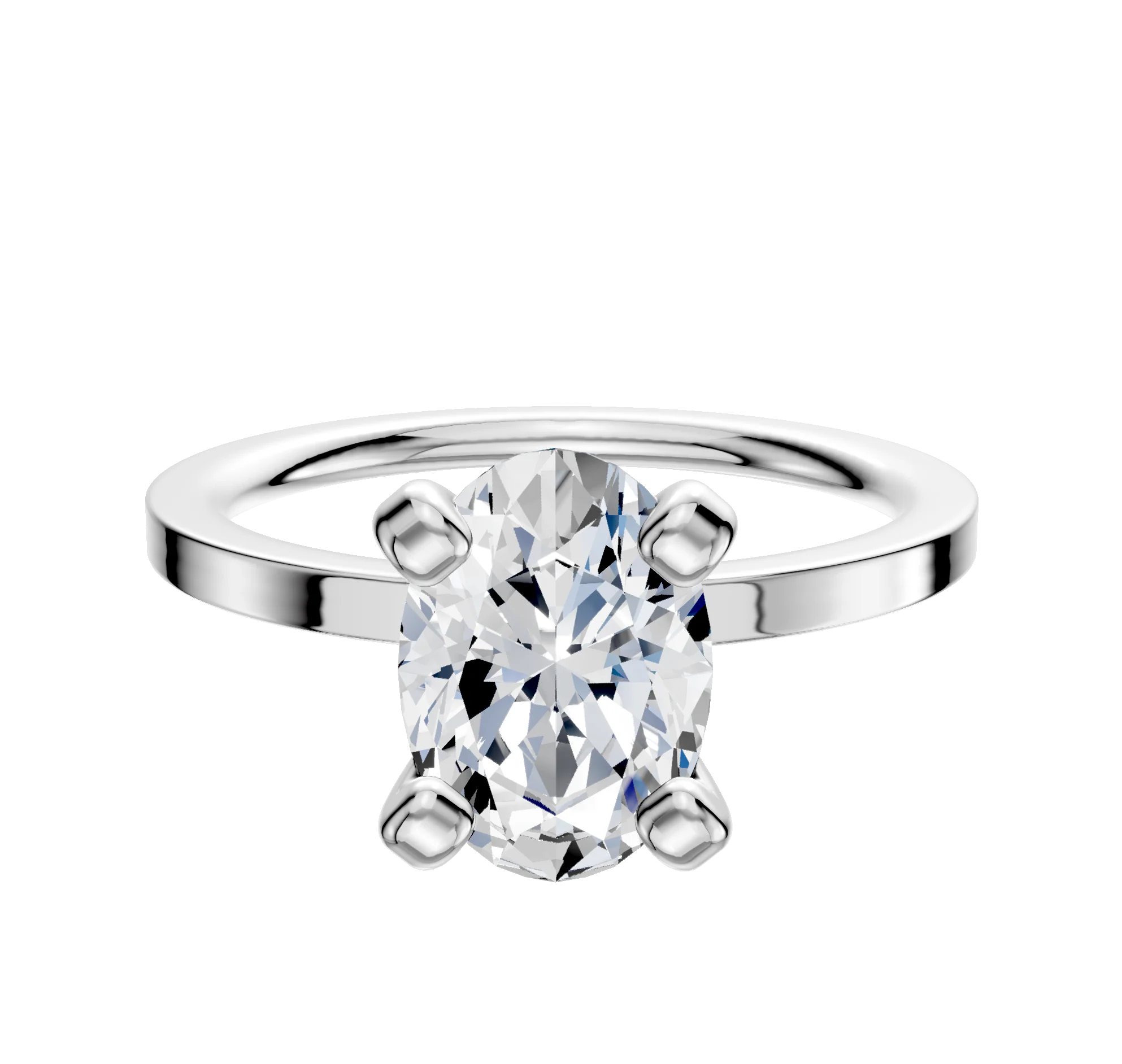 Platinum 4 Prong Classic Flat 1.5mm Engagement Ring