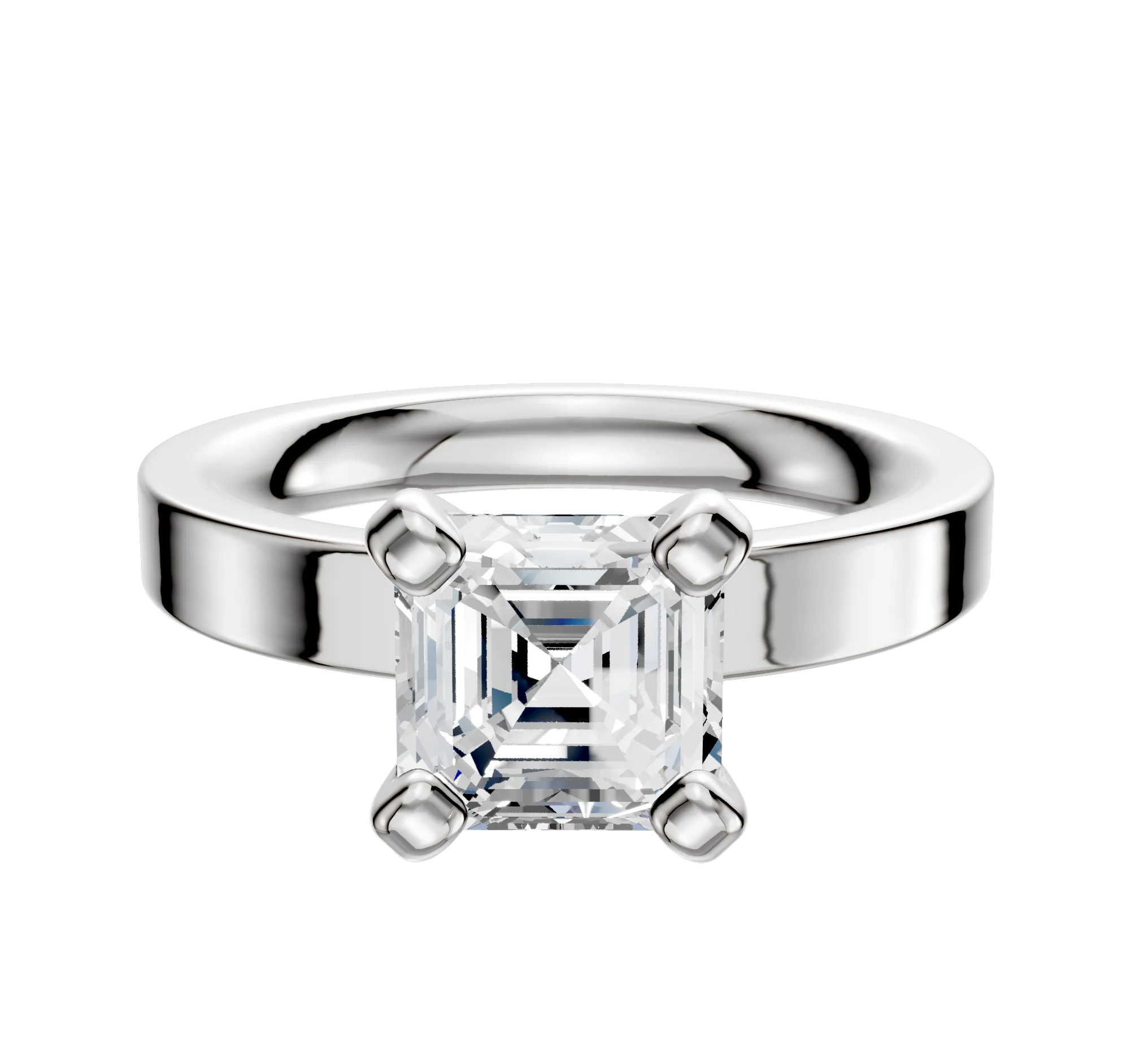 Platinum 4 Prong Classic Flat 3.0mm Engagement Ring