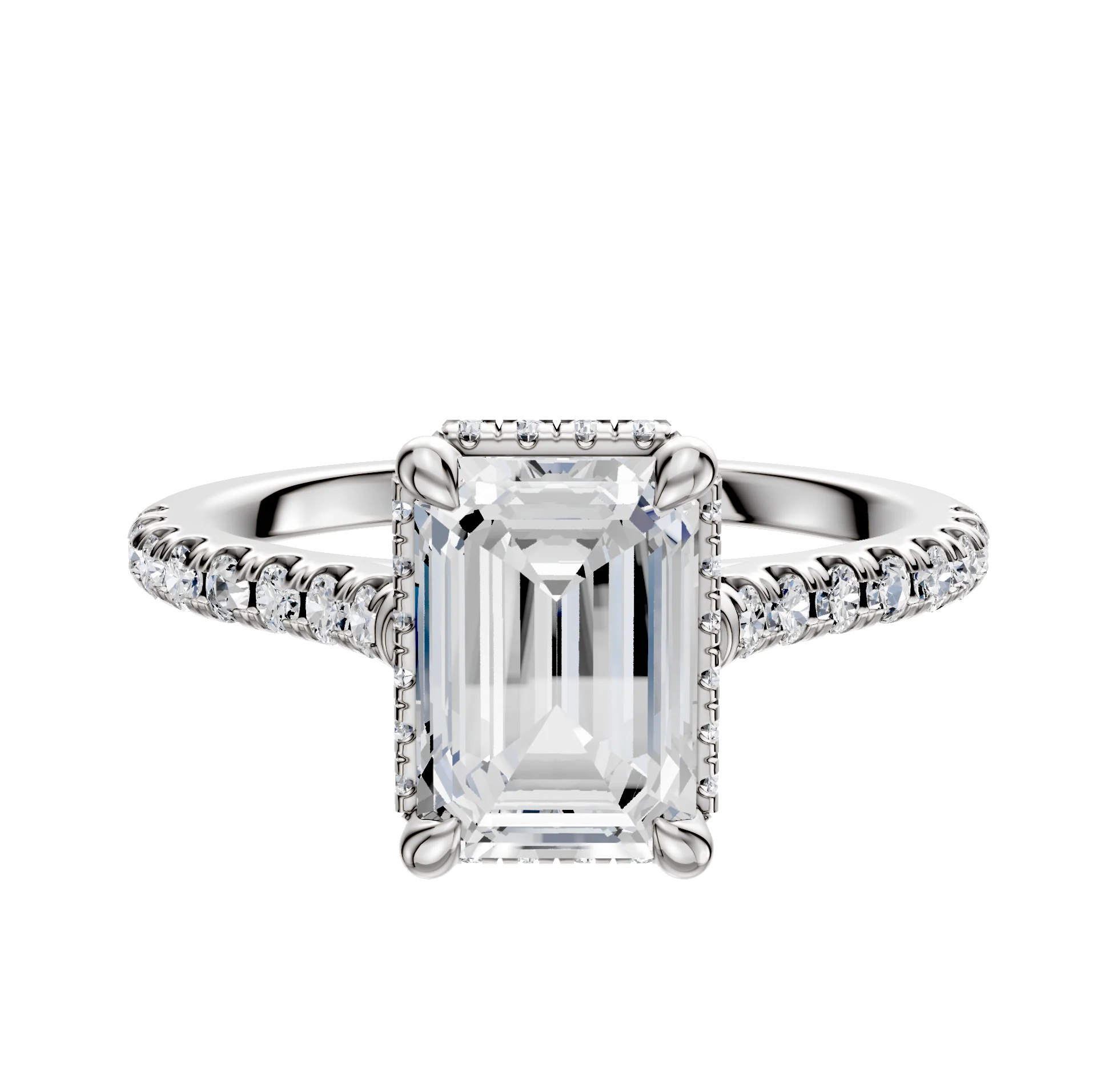 Platinum 4 Prong Collar Cathedral Dome 1-Row-Pave 2.5mm Engagement Ring