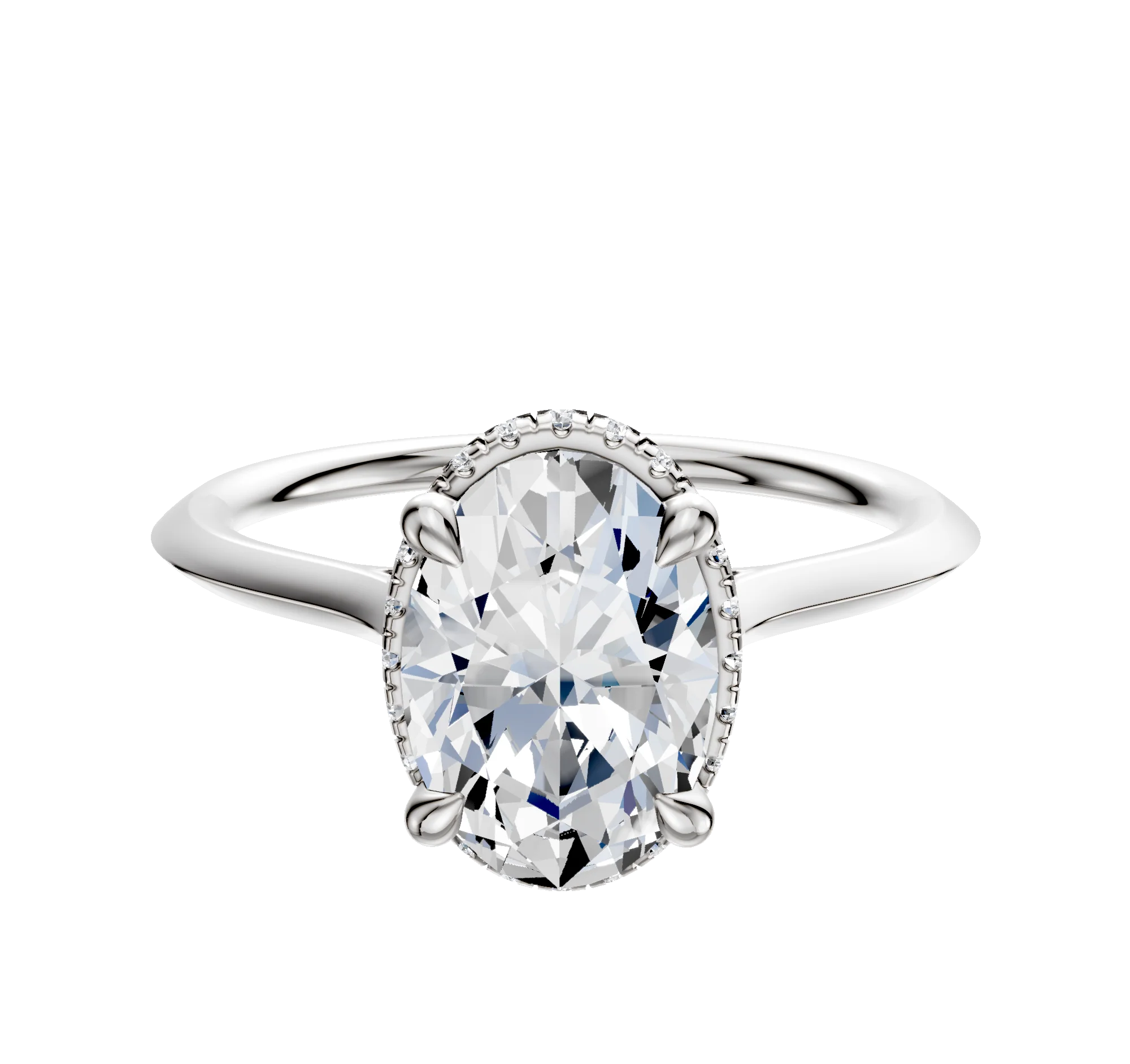 Platinum 4 Prong Collar Cathedral Knife Edge 1.5mm Engagement Ring