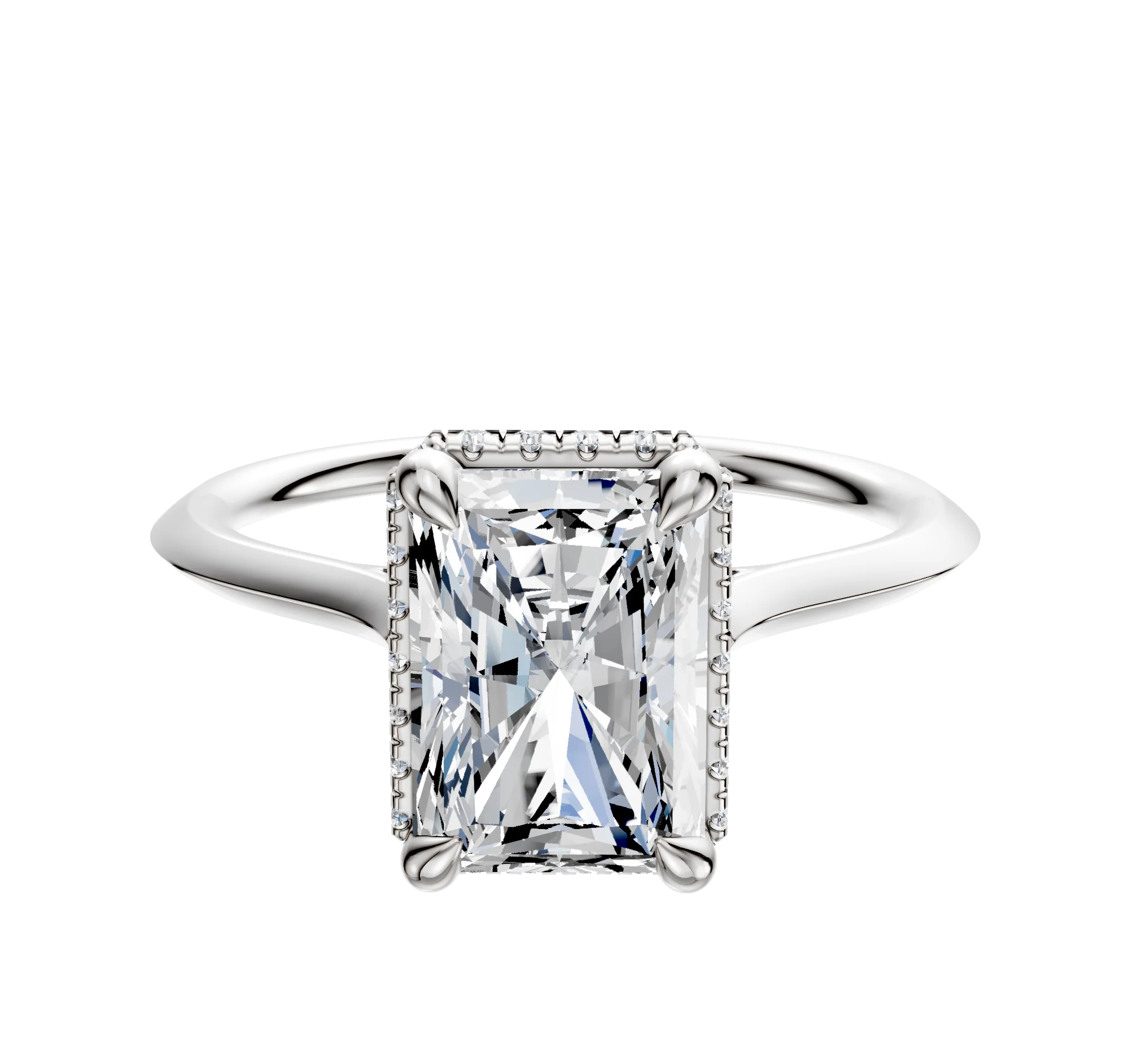 Platinum 4 Prong Collar Cathedral Knife Edge 1.5mm Engagement Ring