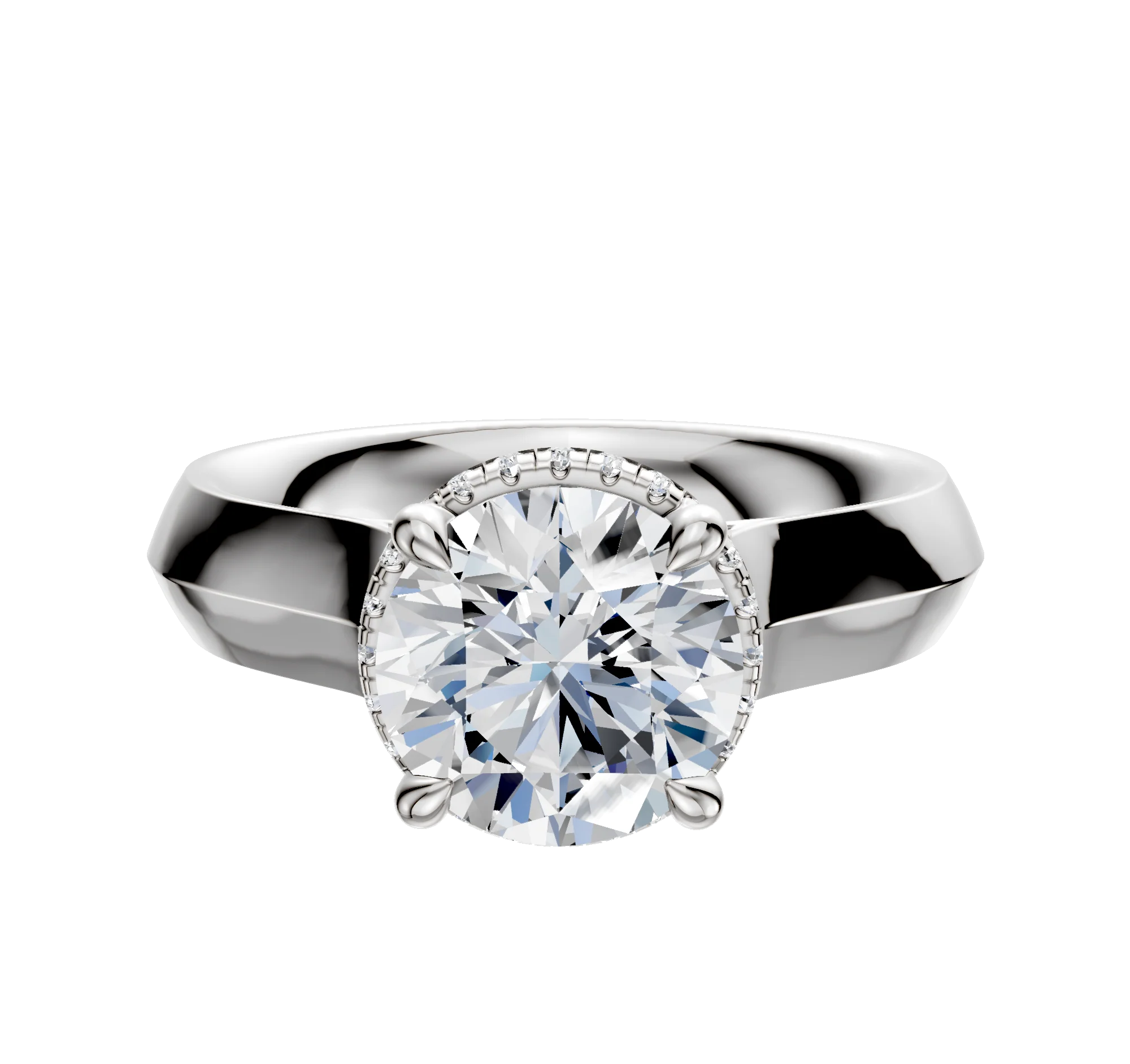 Platinum 4 Prong Collar Cathedral Knife Edge 4.0mm Engagement Ring