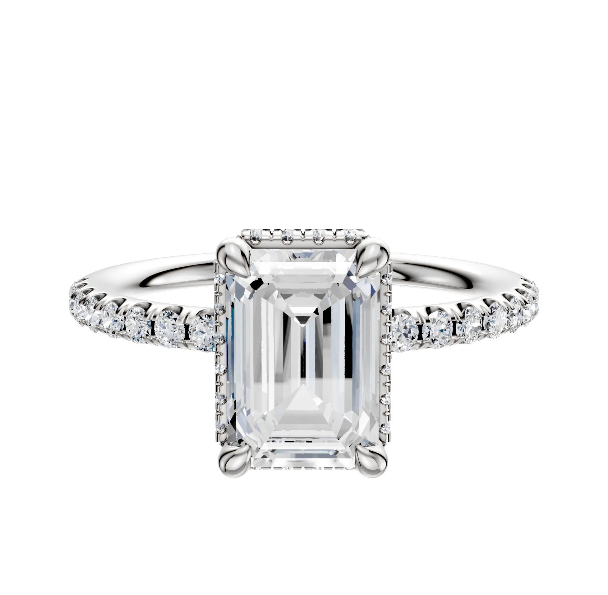 Platinum 4 Prong Collar Classic Dome 1-Row-Pave 2.5mm Engagement Ring