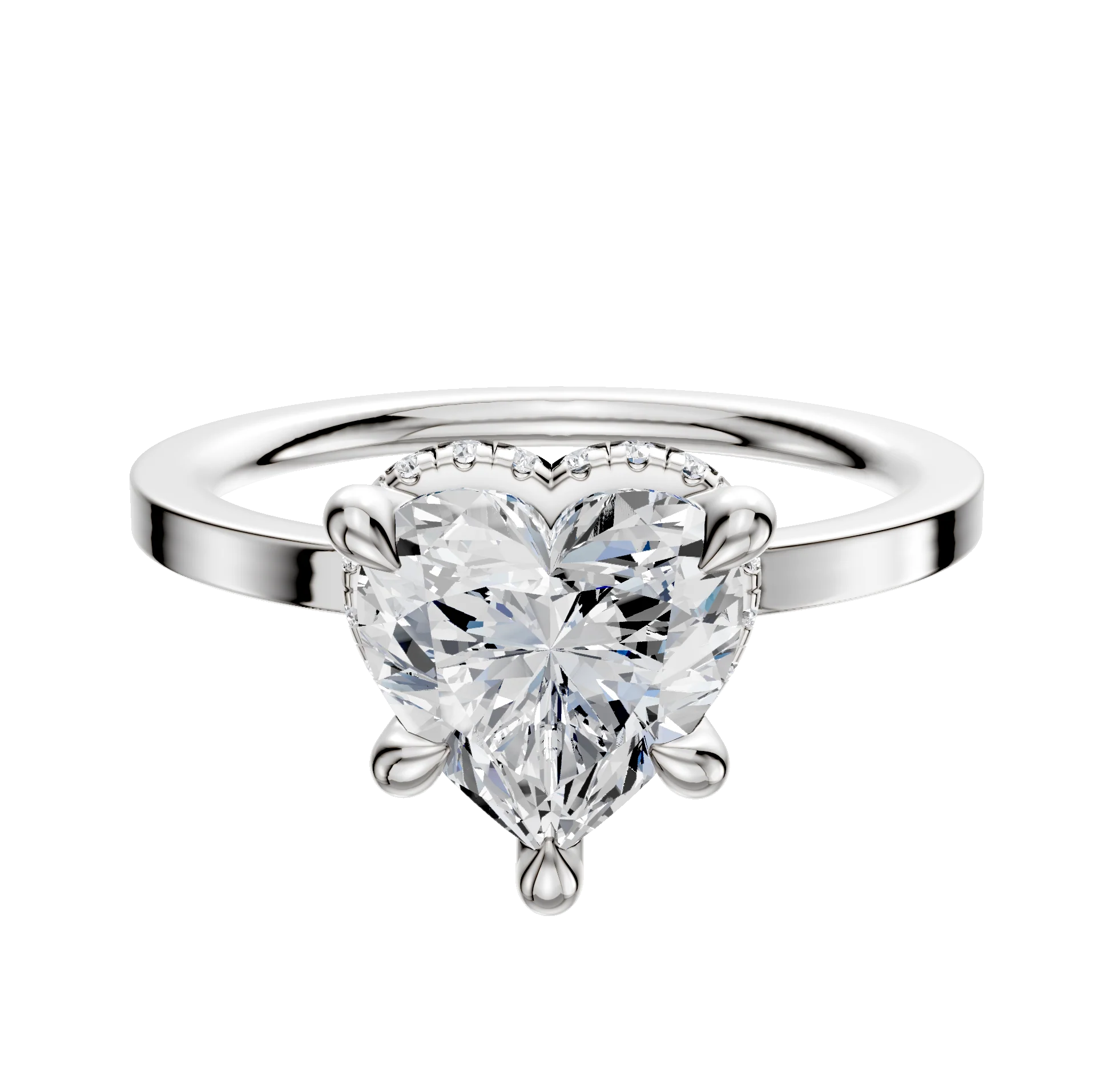 Platinum 4 Prong Collar Classic Flat 1.5mm Engagement Ring