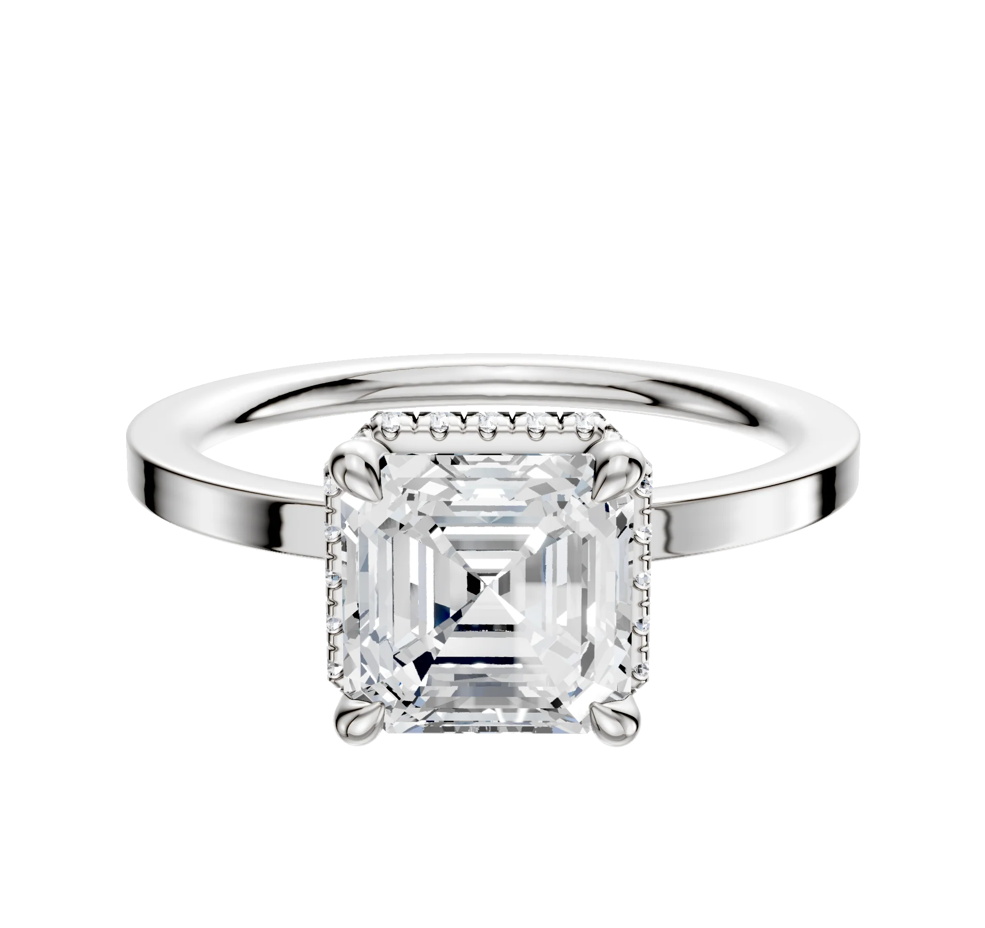 Platinum 4 Prong Collar Classic Flat 1.5mm Engagement Ring