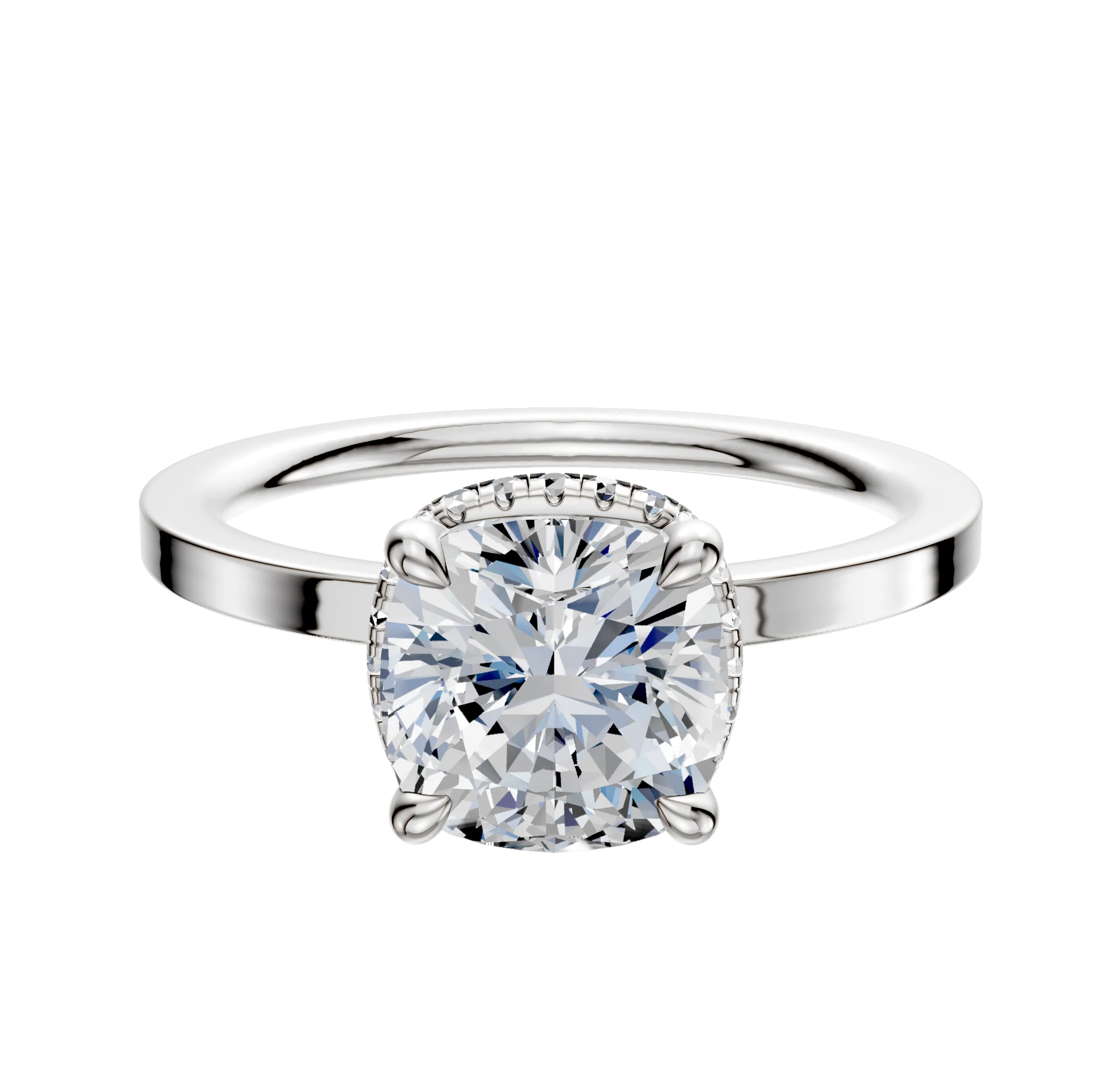 Platinum 4 Prong Collar Classic Flat 1.5mm Engagement Ring