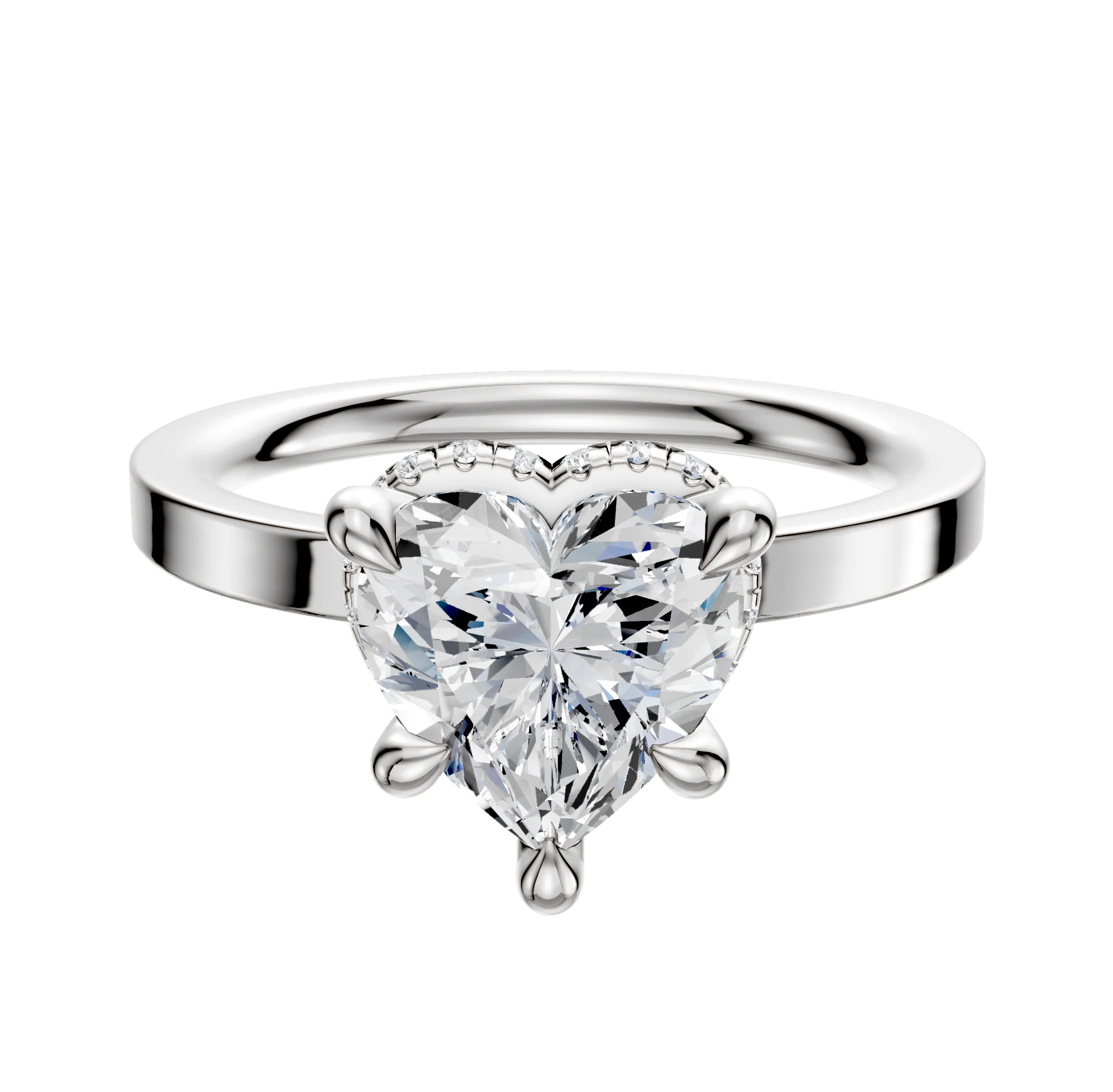 Platinum 4 Prong Collar Classic Flat 2.0mm Engagement Ring