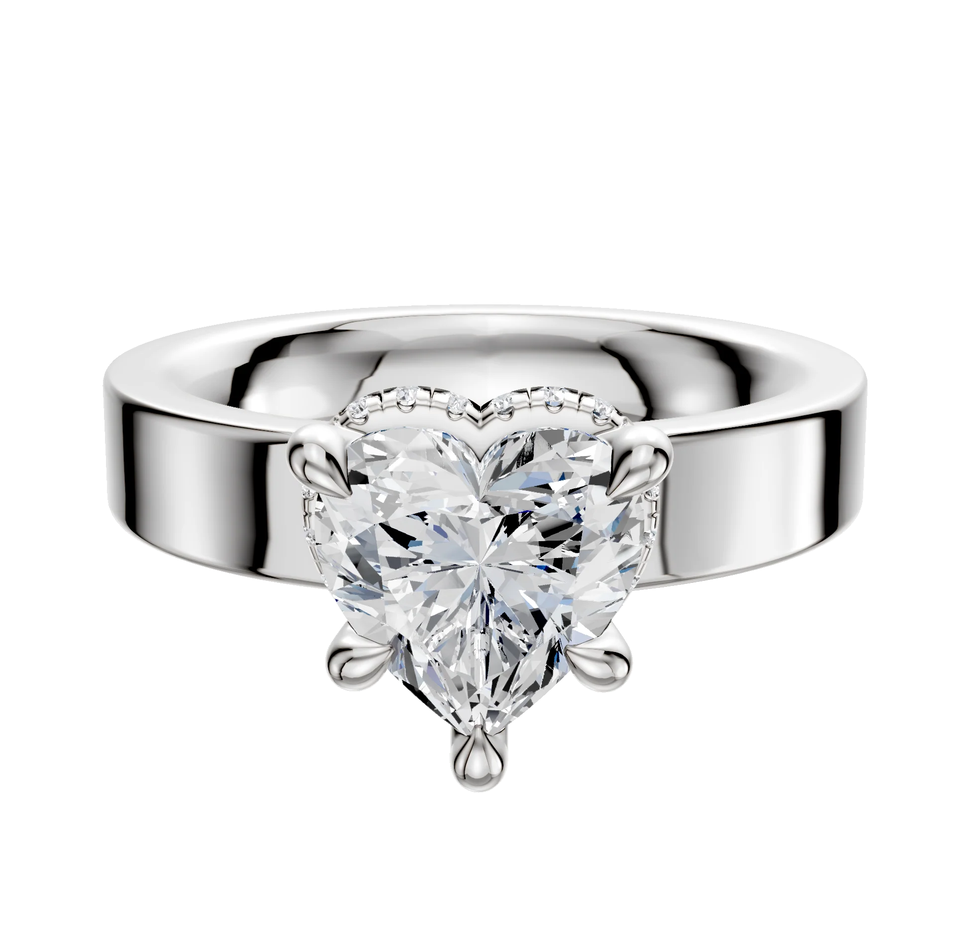 Platinum 4 Prong Collar Classic Flat 4.0mm Engagement Ring