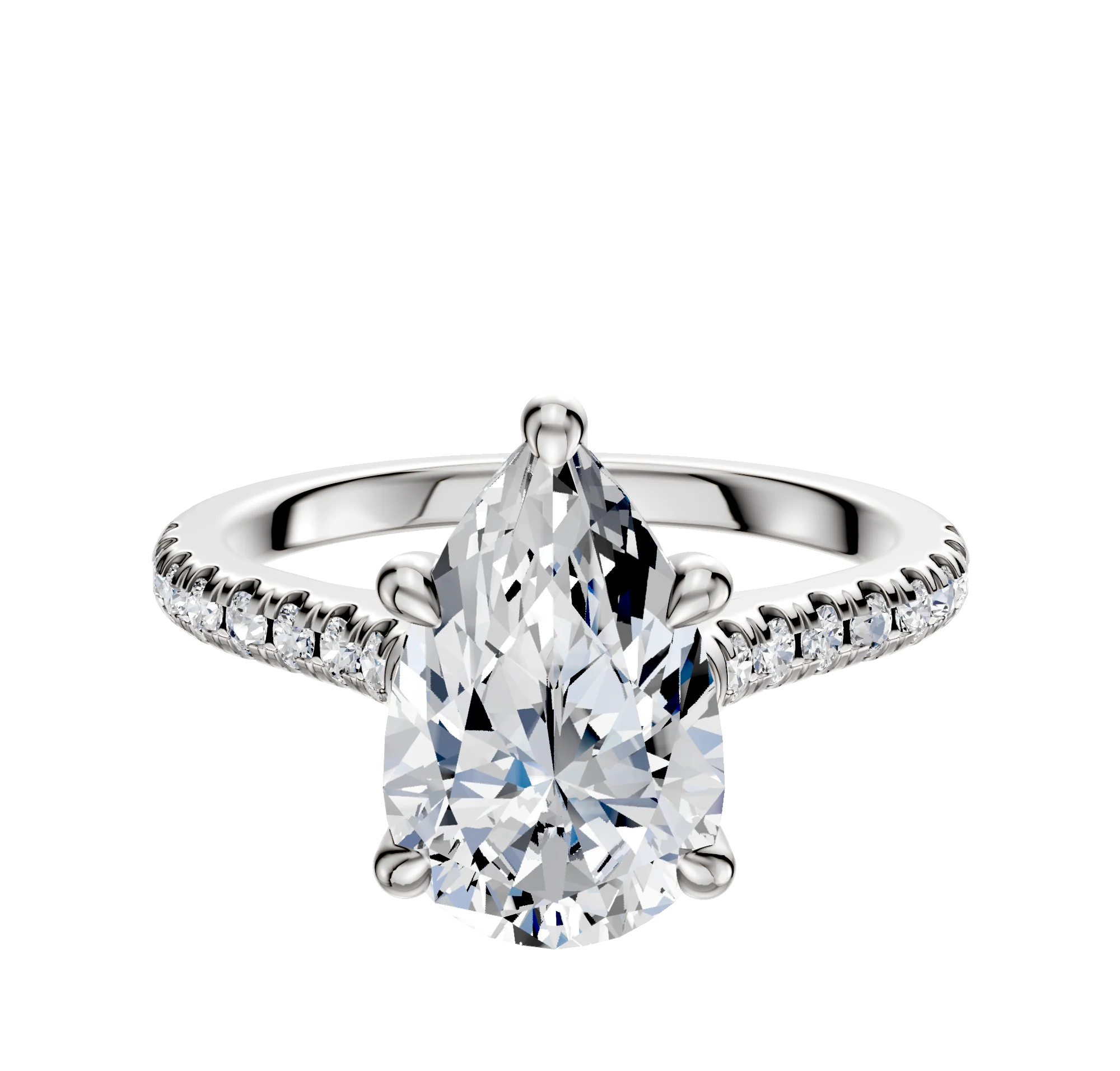 Platinum 4 Prong Hidden Halo Cathedral Dome 1-Row-Pave 2.5mm Engagement Ring
