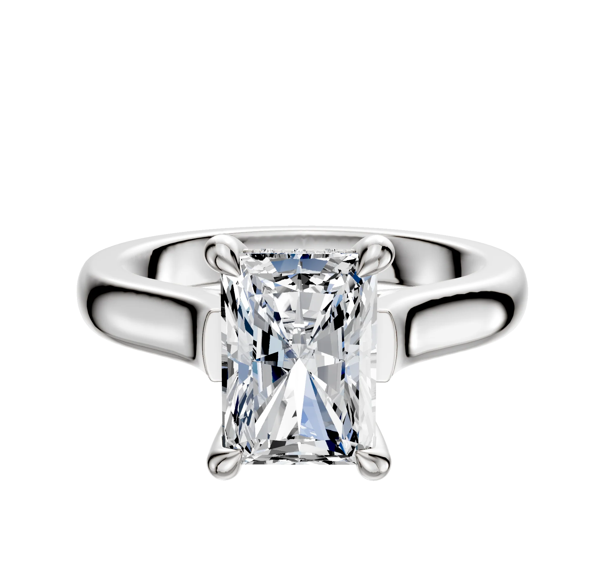Platinum 4 Prong Hidden Halo Cathedral Dome 3.0mm Engagement Ring