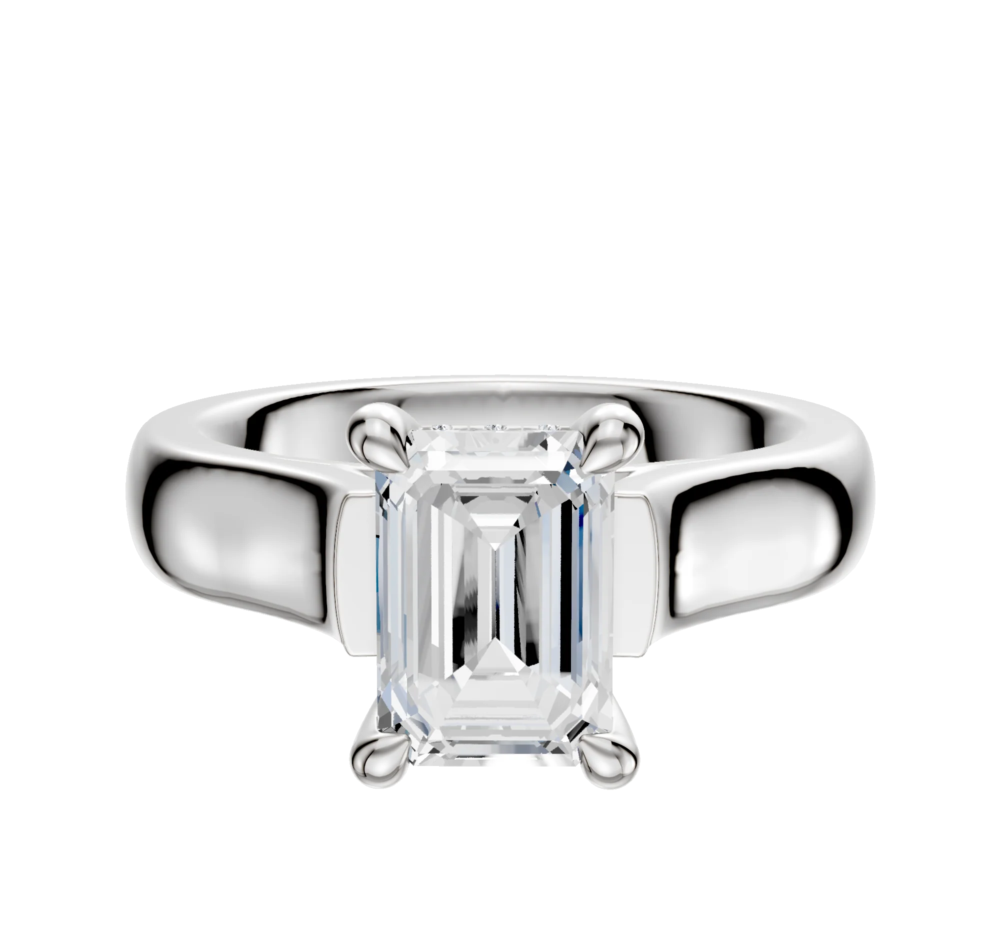 Platinum 4 Prong Hidden Halo Cathedral Dome 4.0mm Engagement Ring