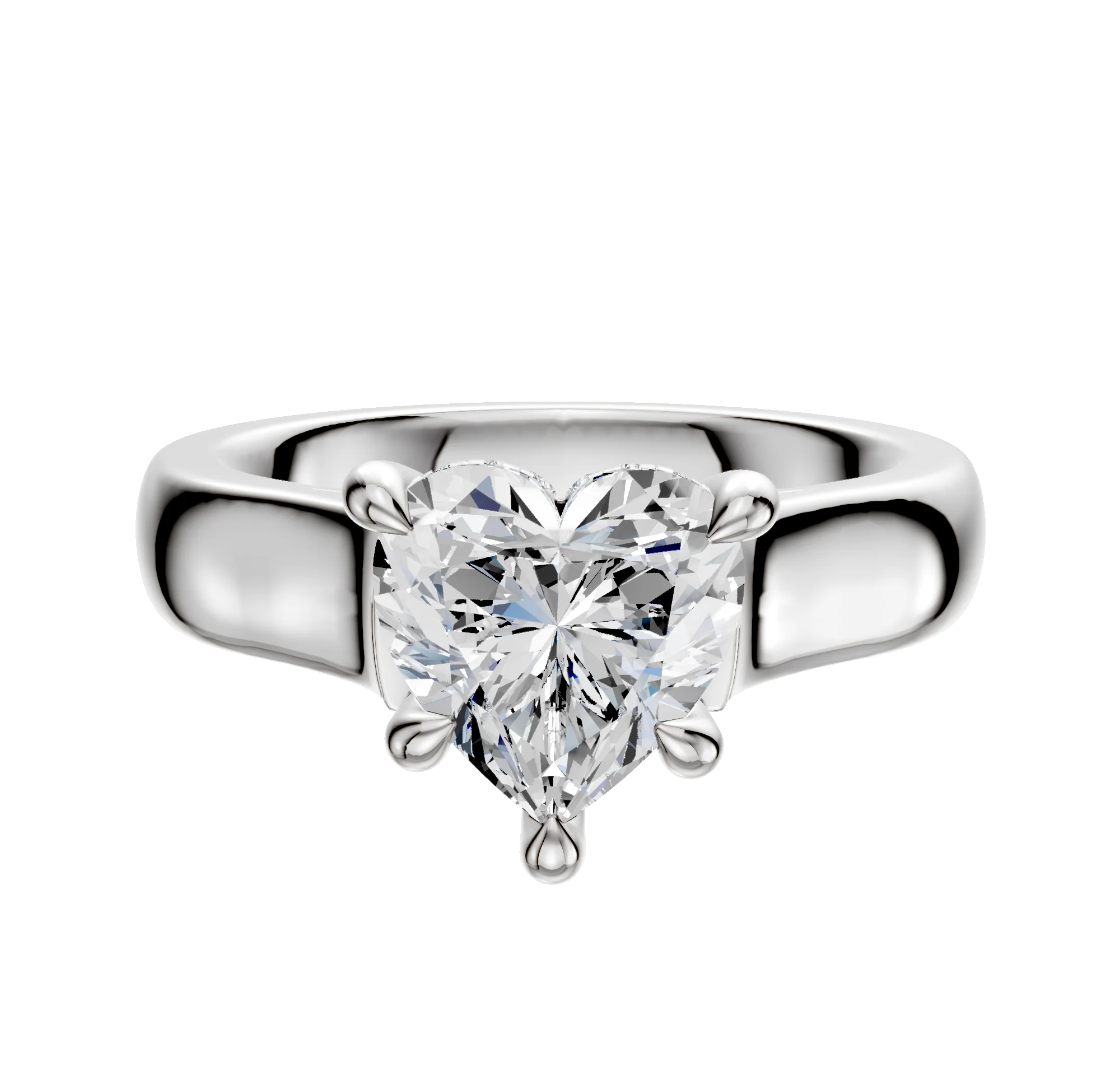 Platinum 4 Prong Hidden Halo Cathedral Dome 4.0mm Engagement Ring