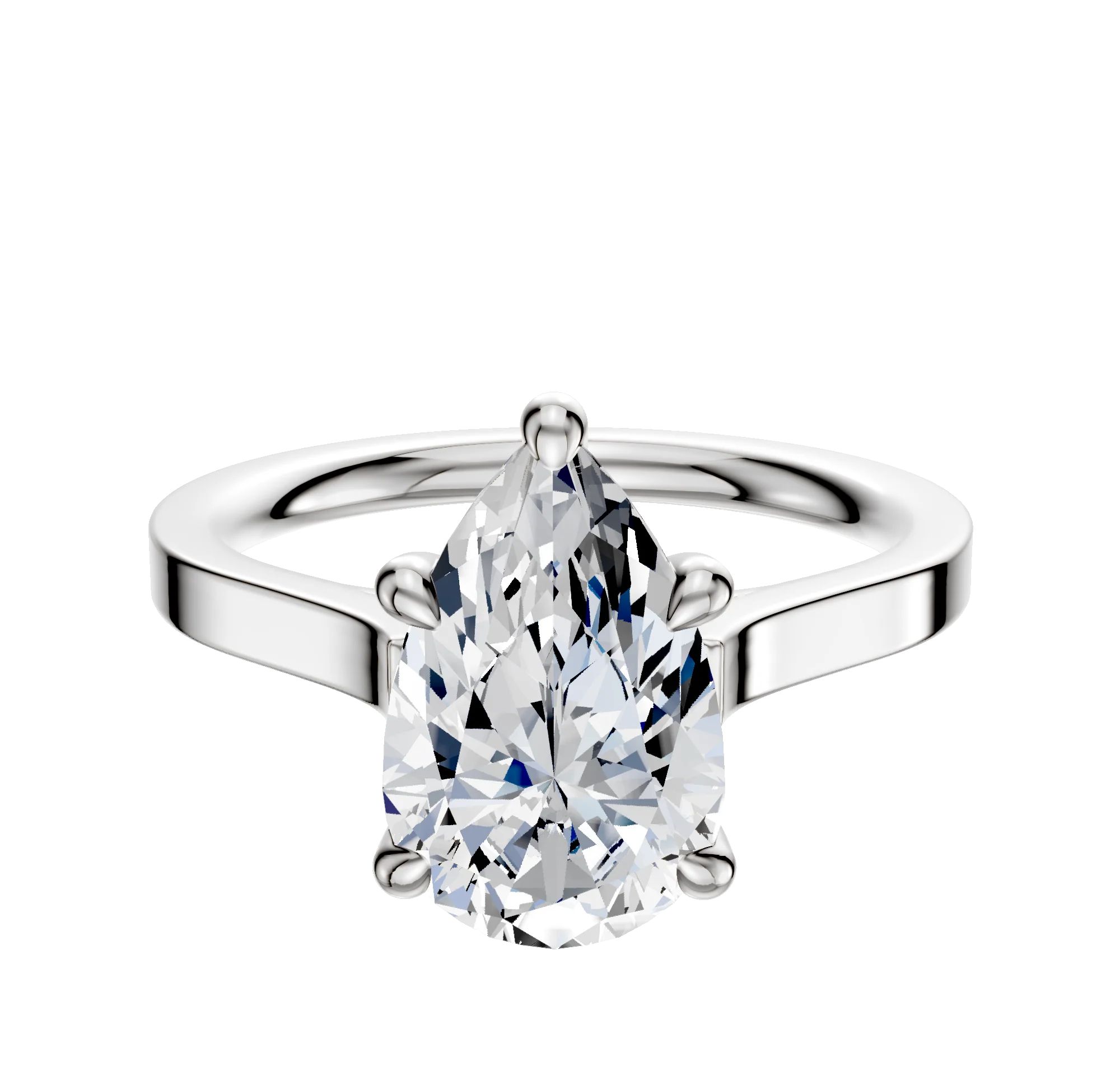 Platinum 4 Prong Hidden Halo Cathedral Flat 2.0mm Engagement Ring
