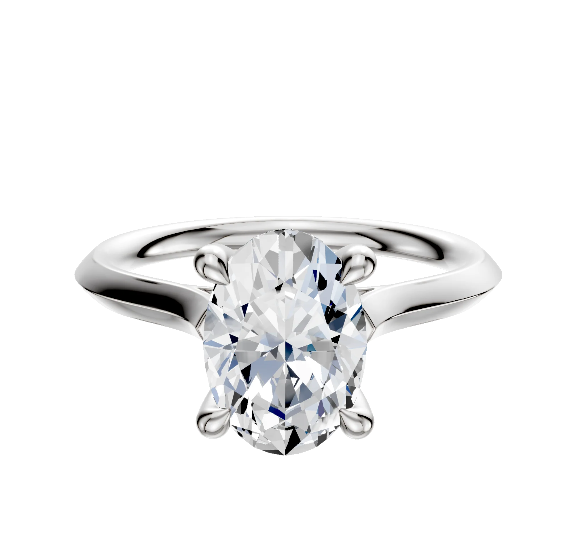 Platinum 4 Prong Hidden Halo Cathedral Knife Edge 2.0mm Engagement Ring