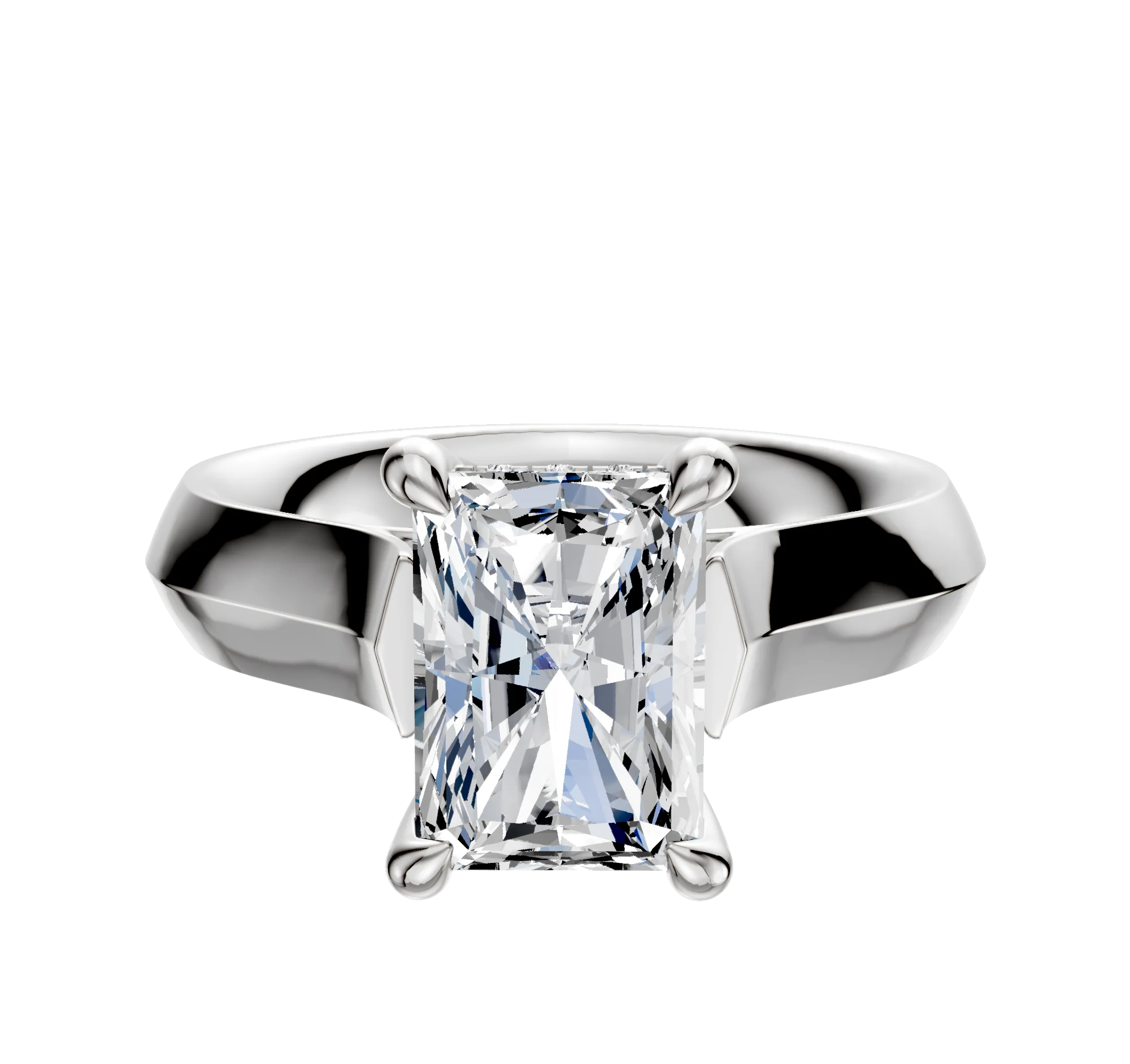 Platinum 4 Prong Hidden Halo Cathedral Knife Edge 4.0mm Engagement Ring