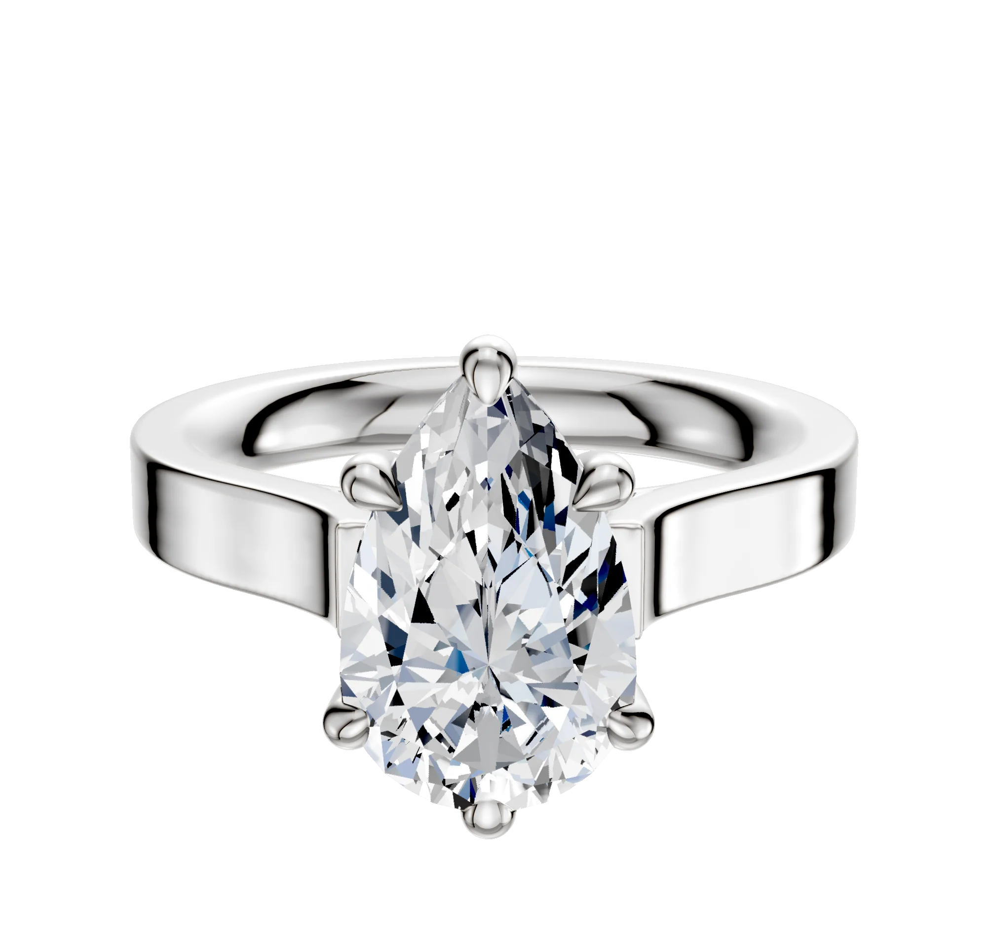 Platinum 6 Prong Basket Cathedral Flat 3.0mm Engagement Ring