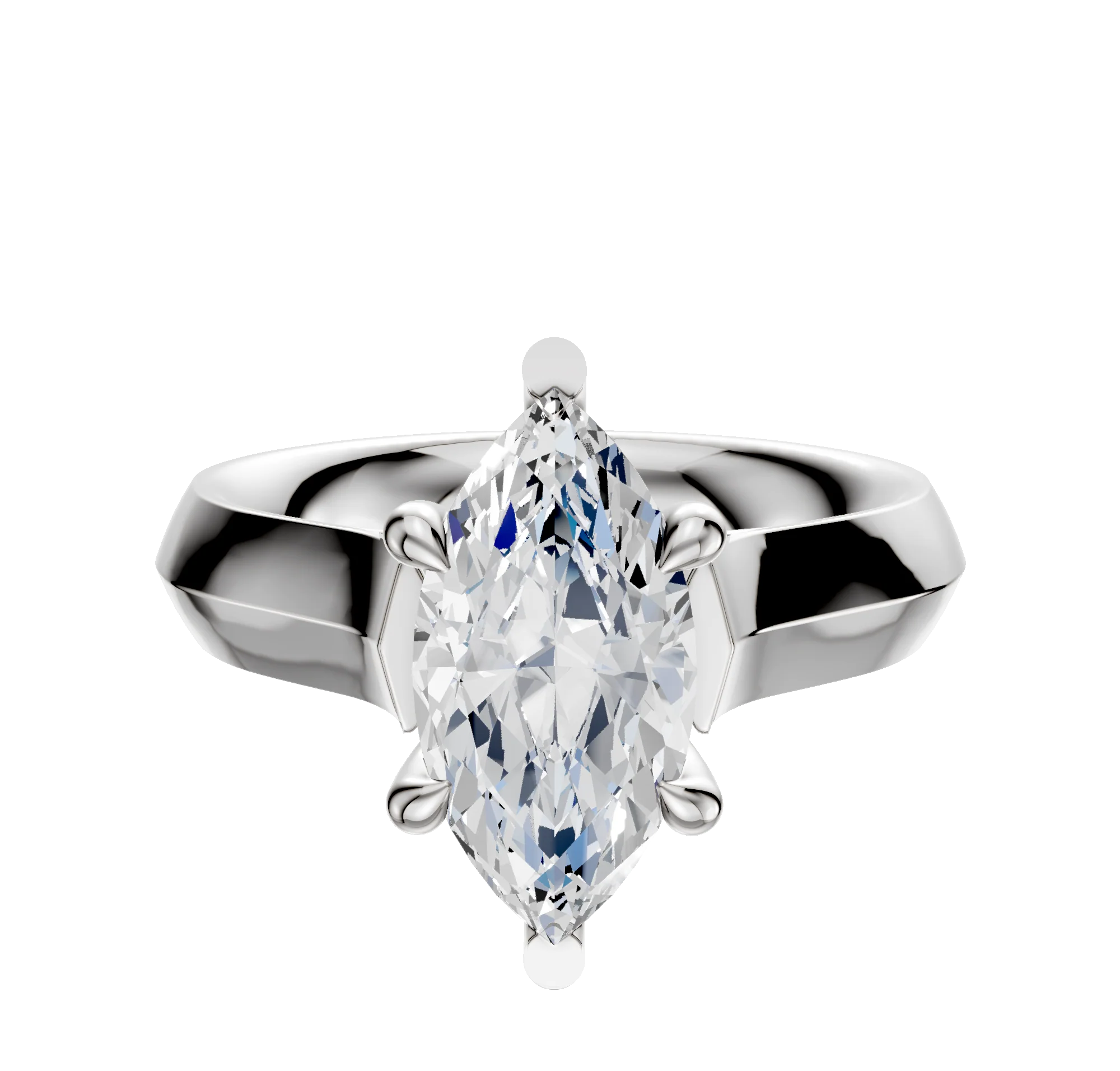 Platinum 6 Prong Basket Cathedral Knife Edge 4.0mm Engagement Ring