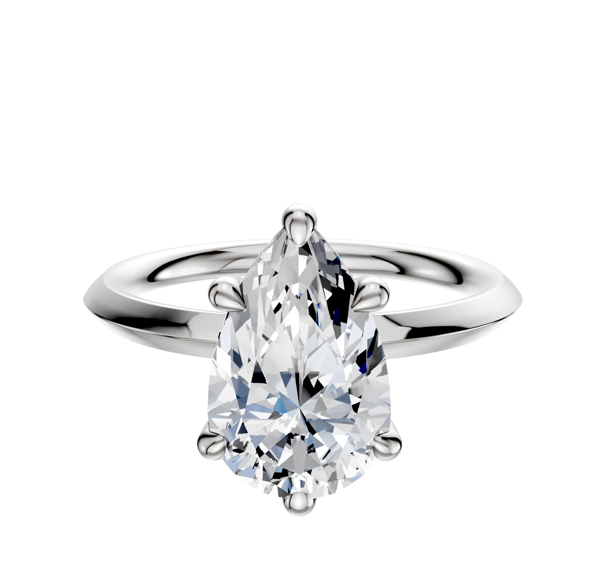 Platinum 6 Prong Basket Classic Knife Edge 2.0mm Engagement Ring