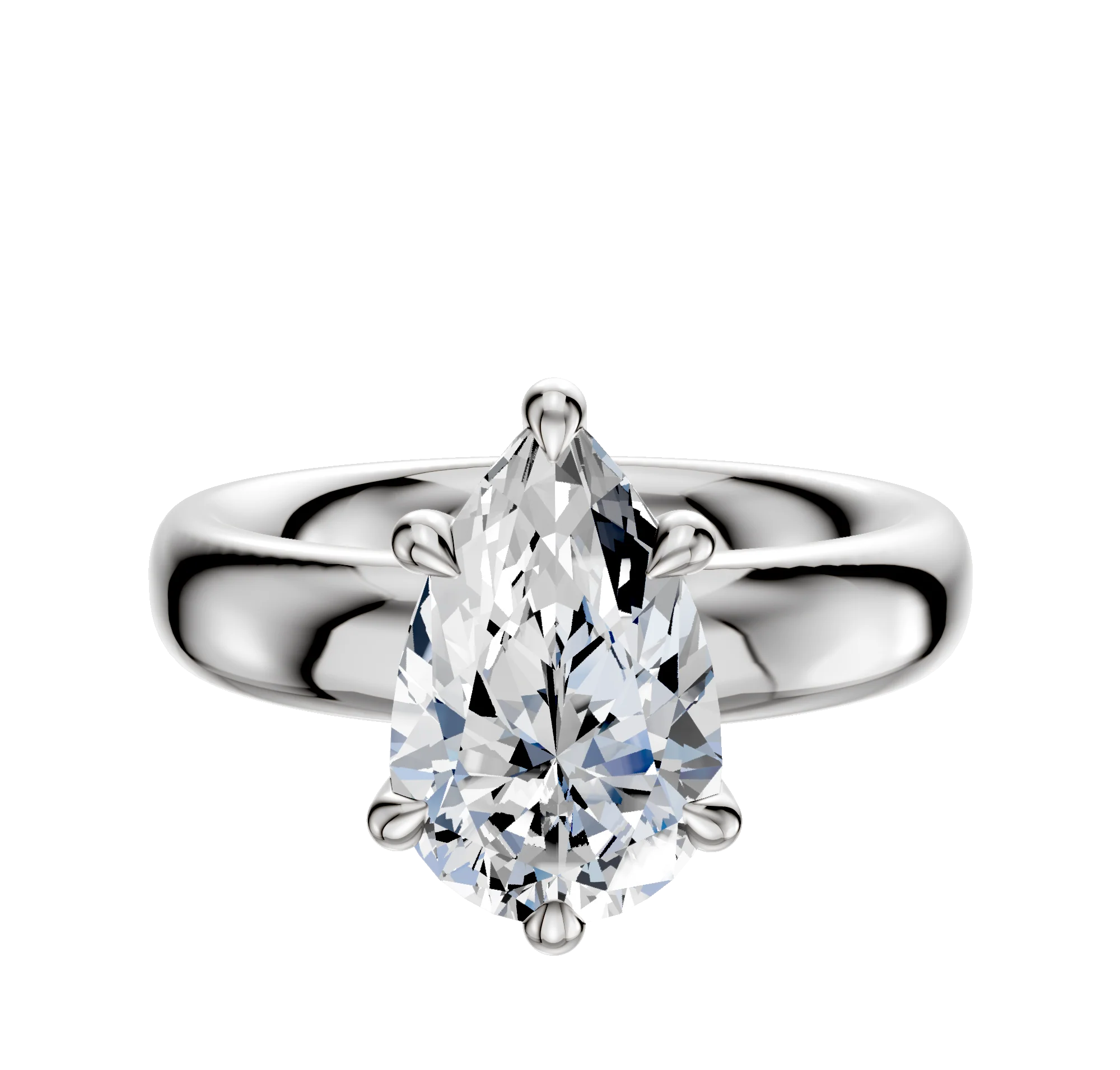 Platinum 6 Prong Hidden Halo Classic Dome 4.0mm Engagement Ring