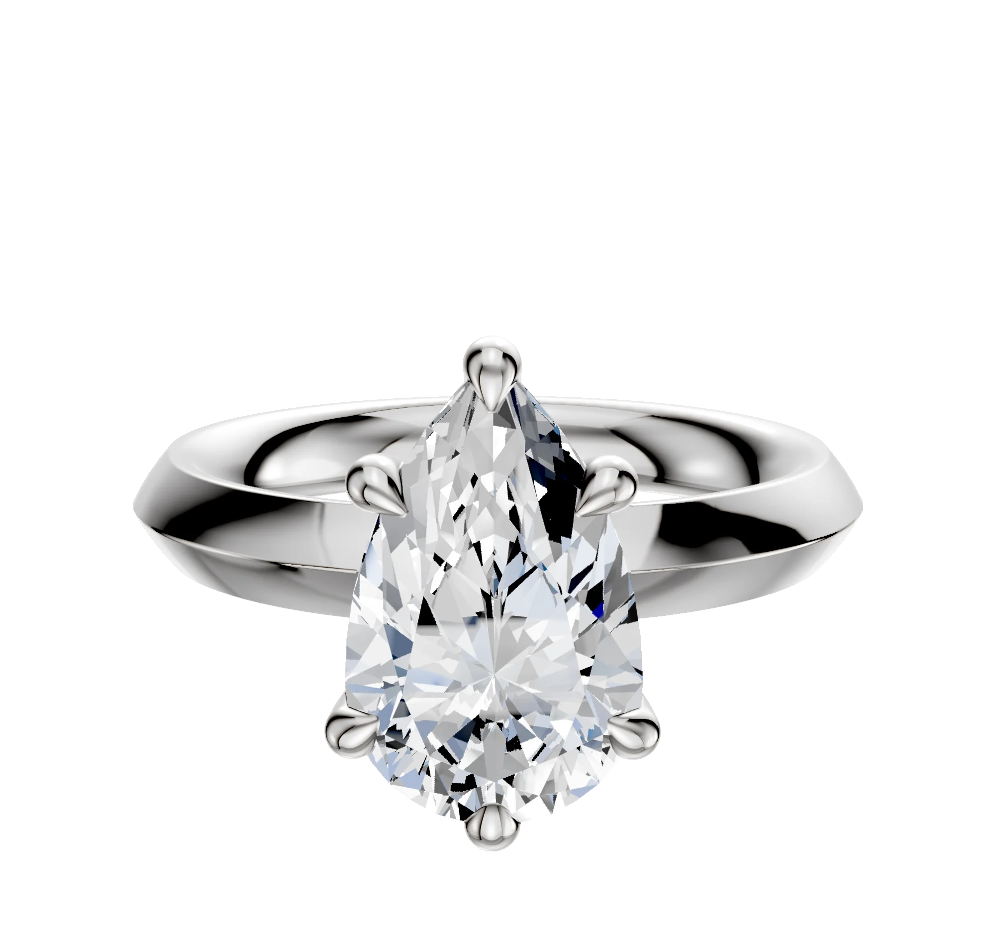 Platinum 6 Prong Hidden Halo Classic Knife Edge 3.0mm Engagement Ring