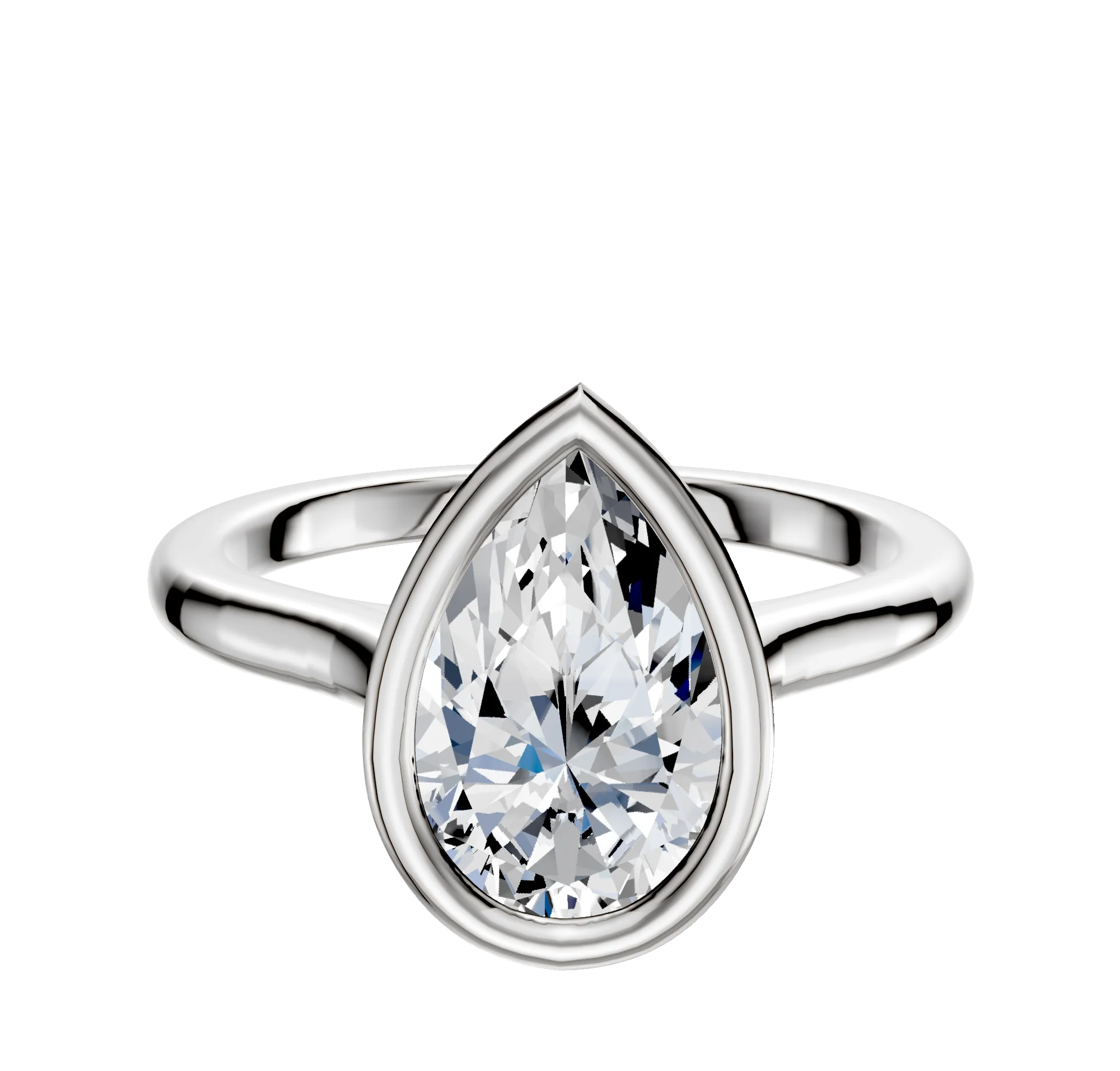 Platinum Bezel Full Bezel East/West Cathedral Dome 2.0mm Engagement Ring