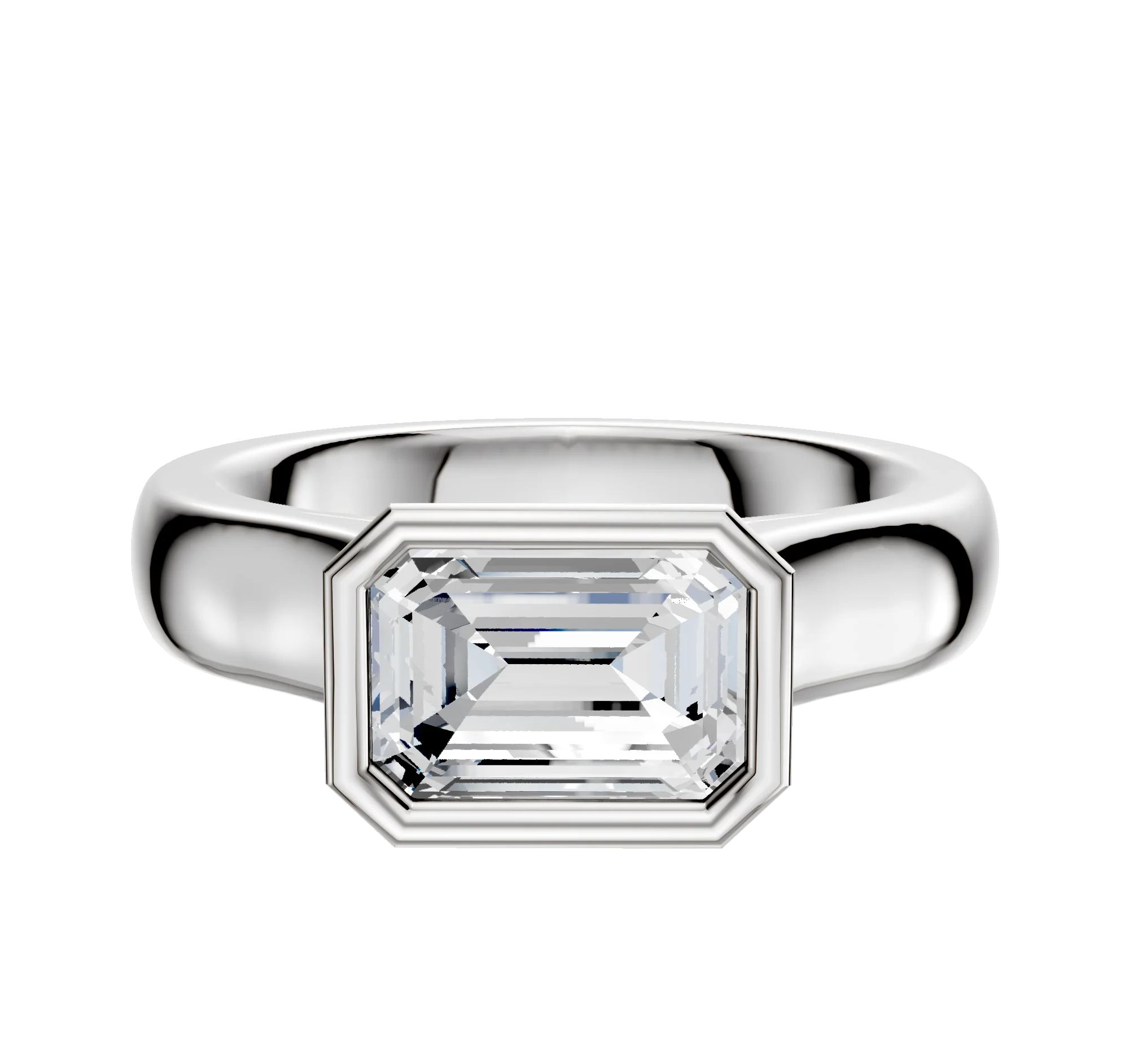 Platinum Bezel Full Bezel East/West Cathedral Dome 4.0mm Engagement Ring