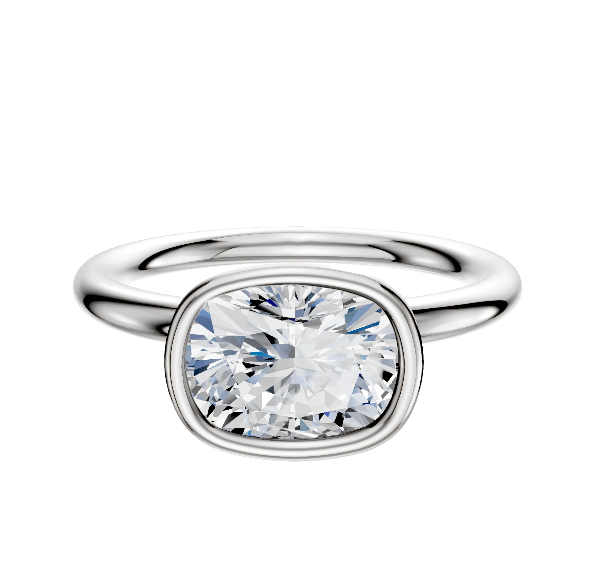 Platinum Bezel Full Bezel East/West Classic Dome 2.0mm Engagement Ring