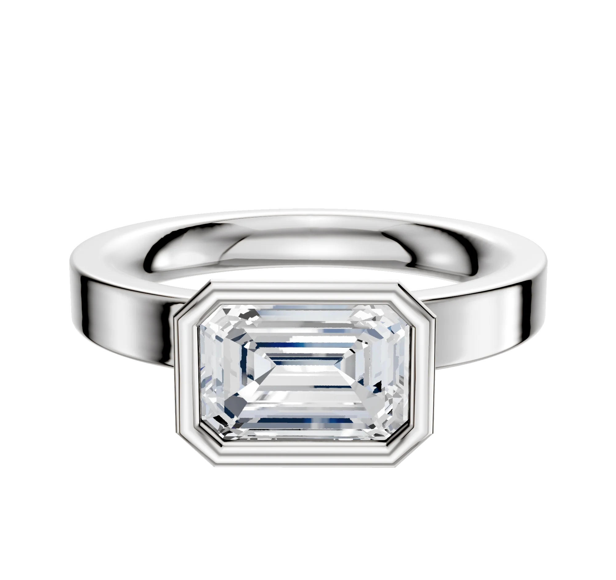 Platinum Bezel Full Bezel East/West Classic Flat 3.0mm Engagement Ring