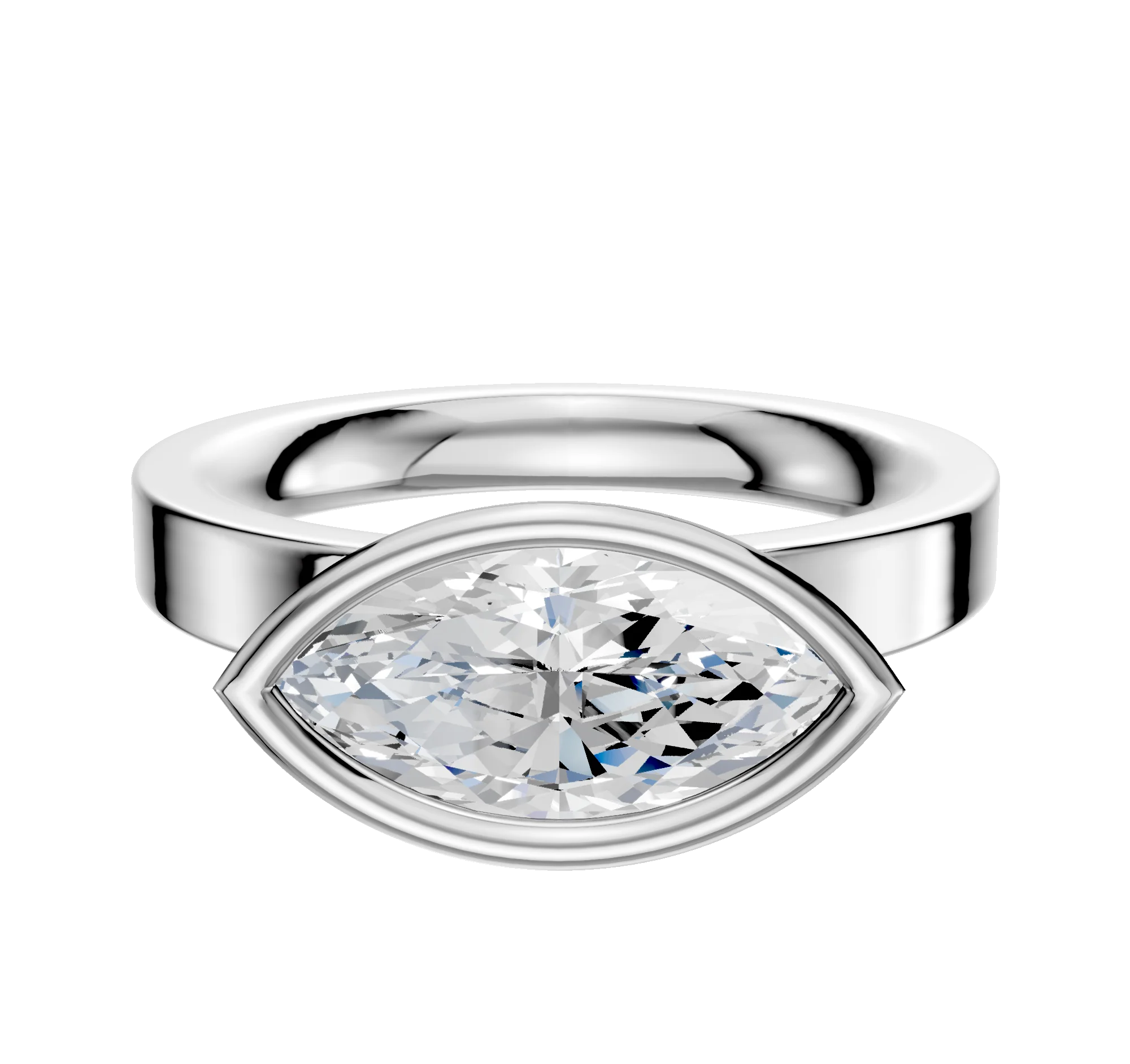 Platinum Bezel Full Bezel East/West Classic Flat 3.0mm Engagement Ring
