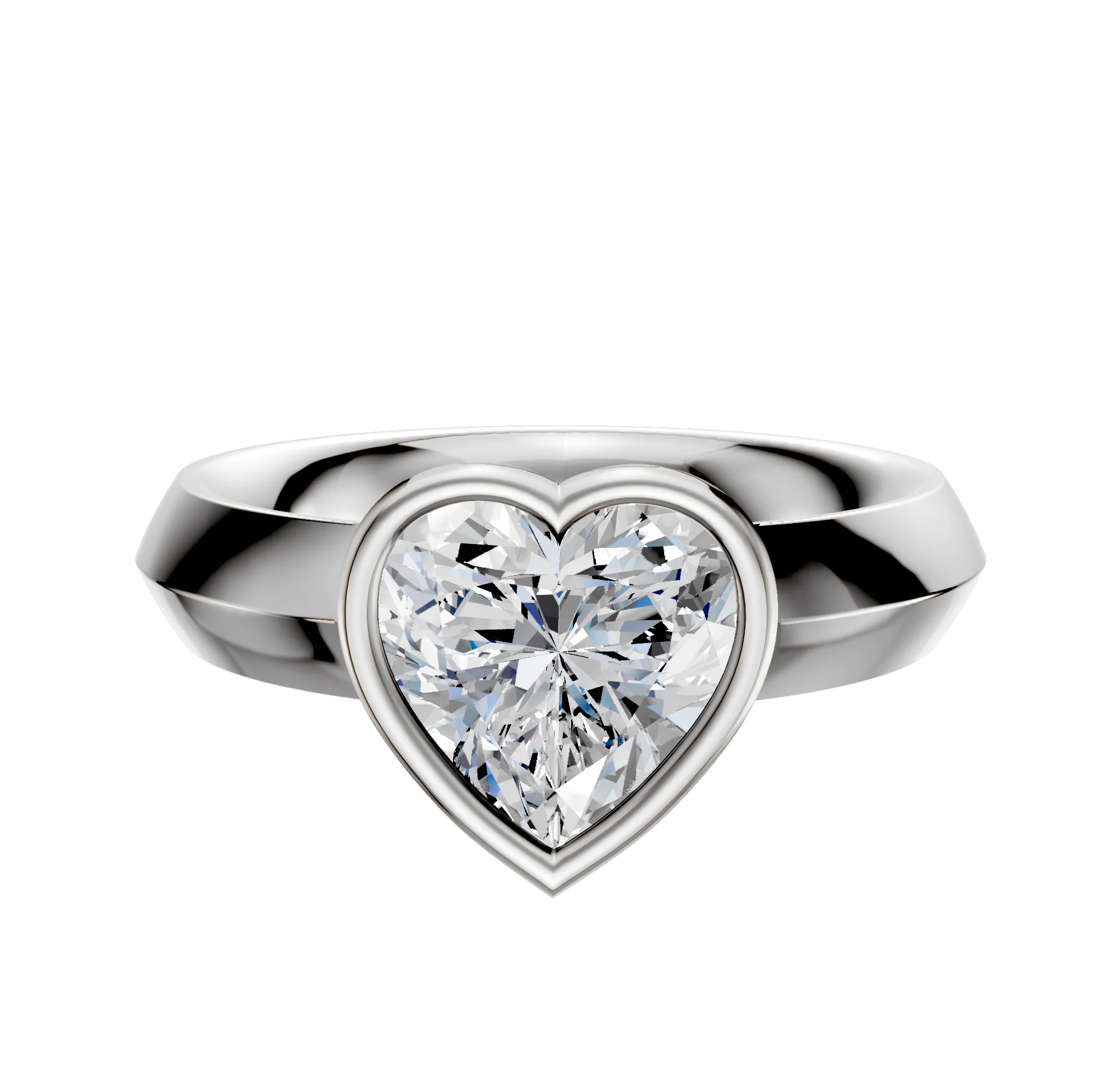 Platinum Bezel Full Bezel East/West Classic Knife Edge 4.0mm Engagement Ring