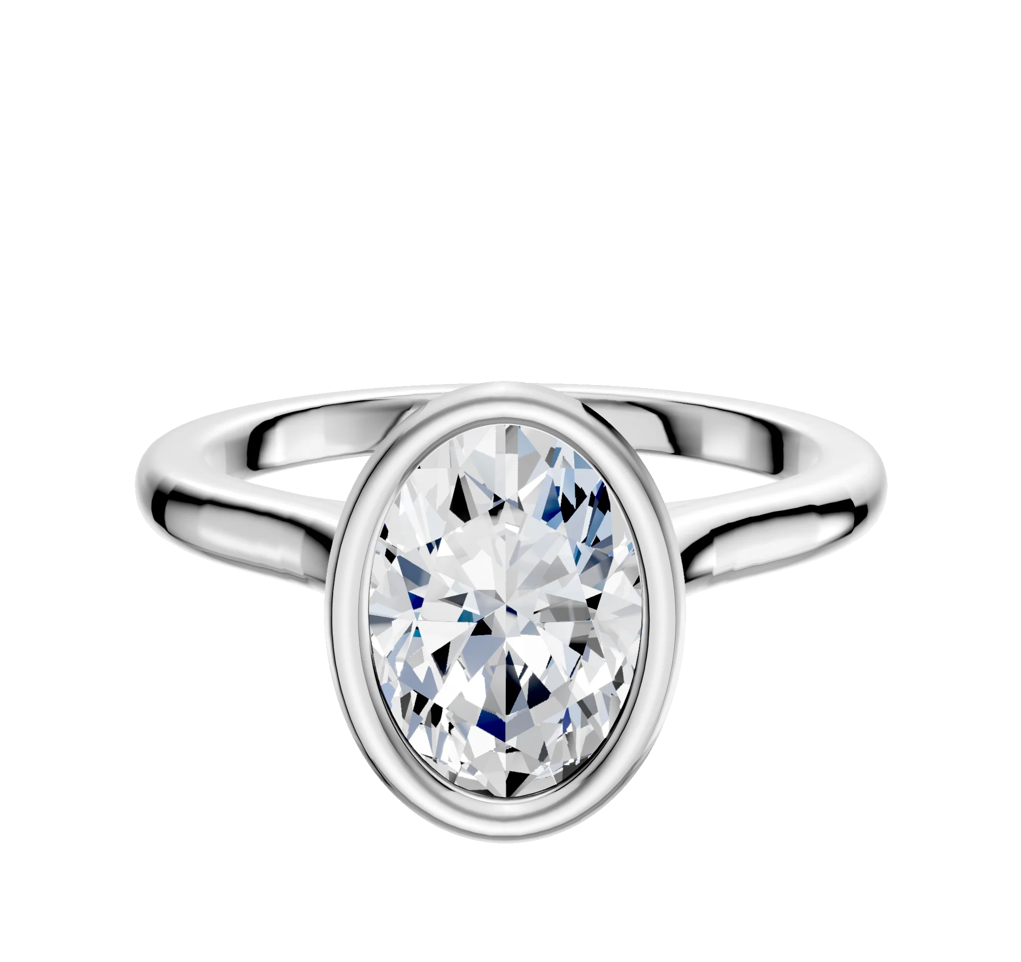Platinum Bezel Full Bezel North/South Cathedral Dome 2.0mm Engagement Ring