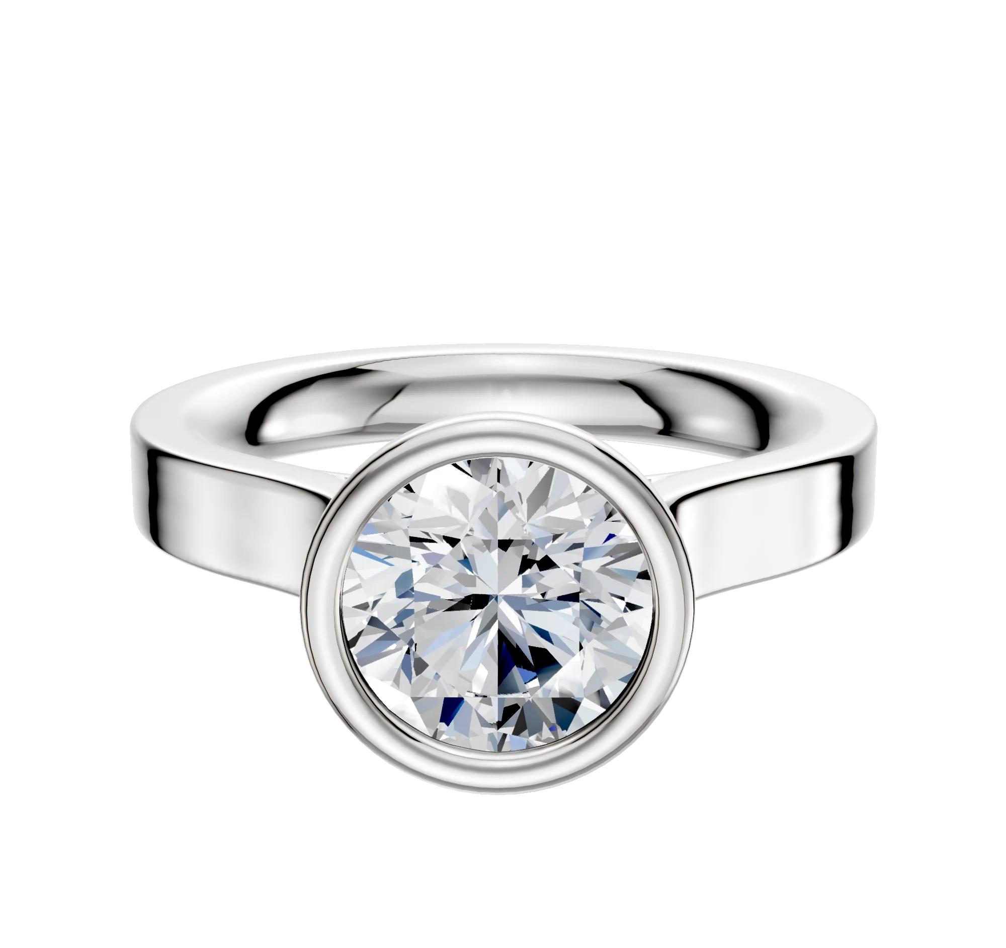 Platinum Bezel Full Bezel North/South Cathedral Flat 3.0mm Engagement Ring
